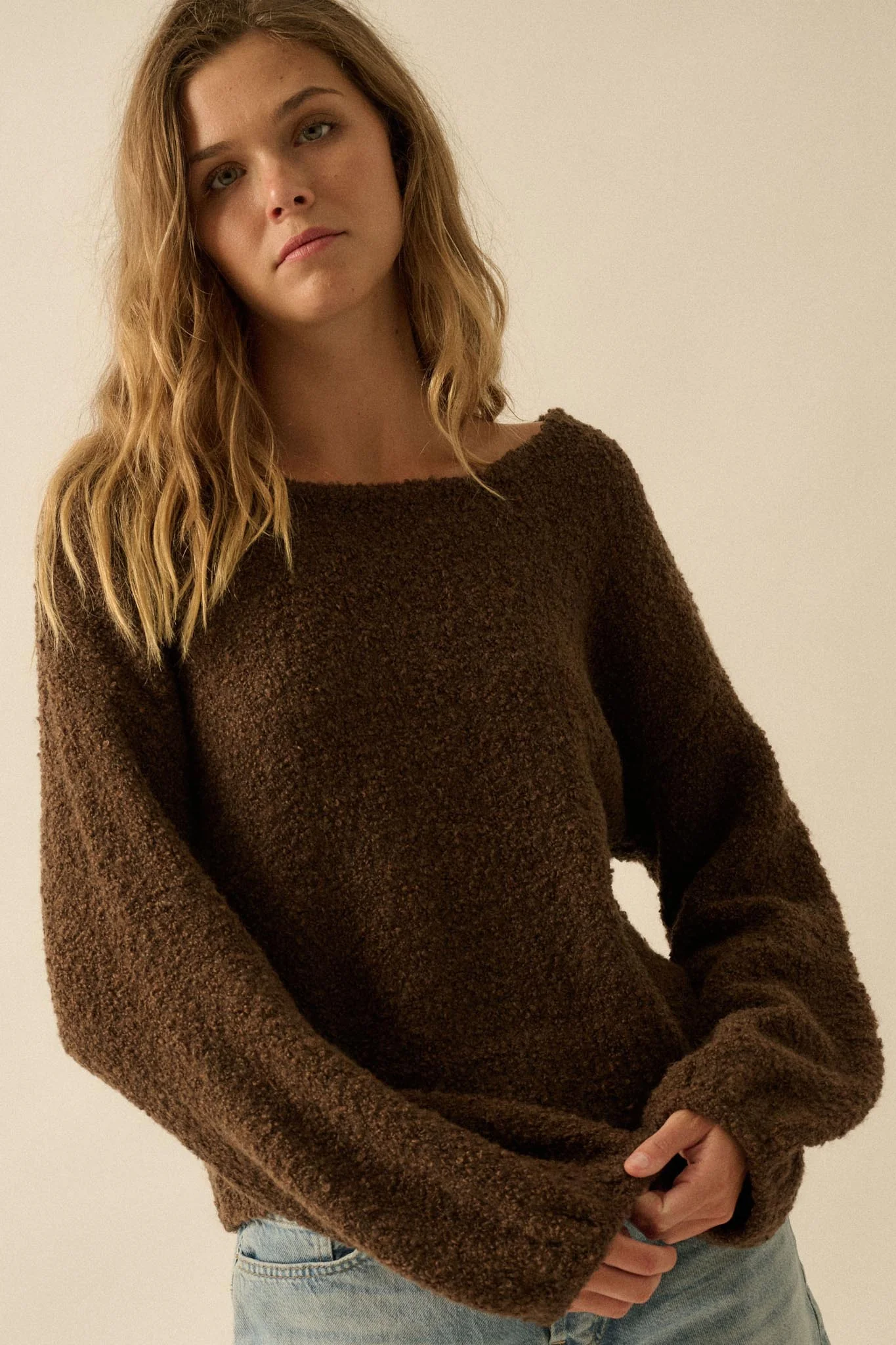 Keep Me Warm Textured Knit Balloon-Sleeve Sweater - Image 10