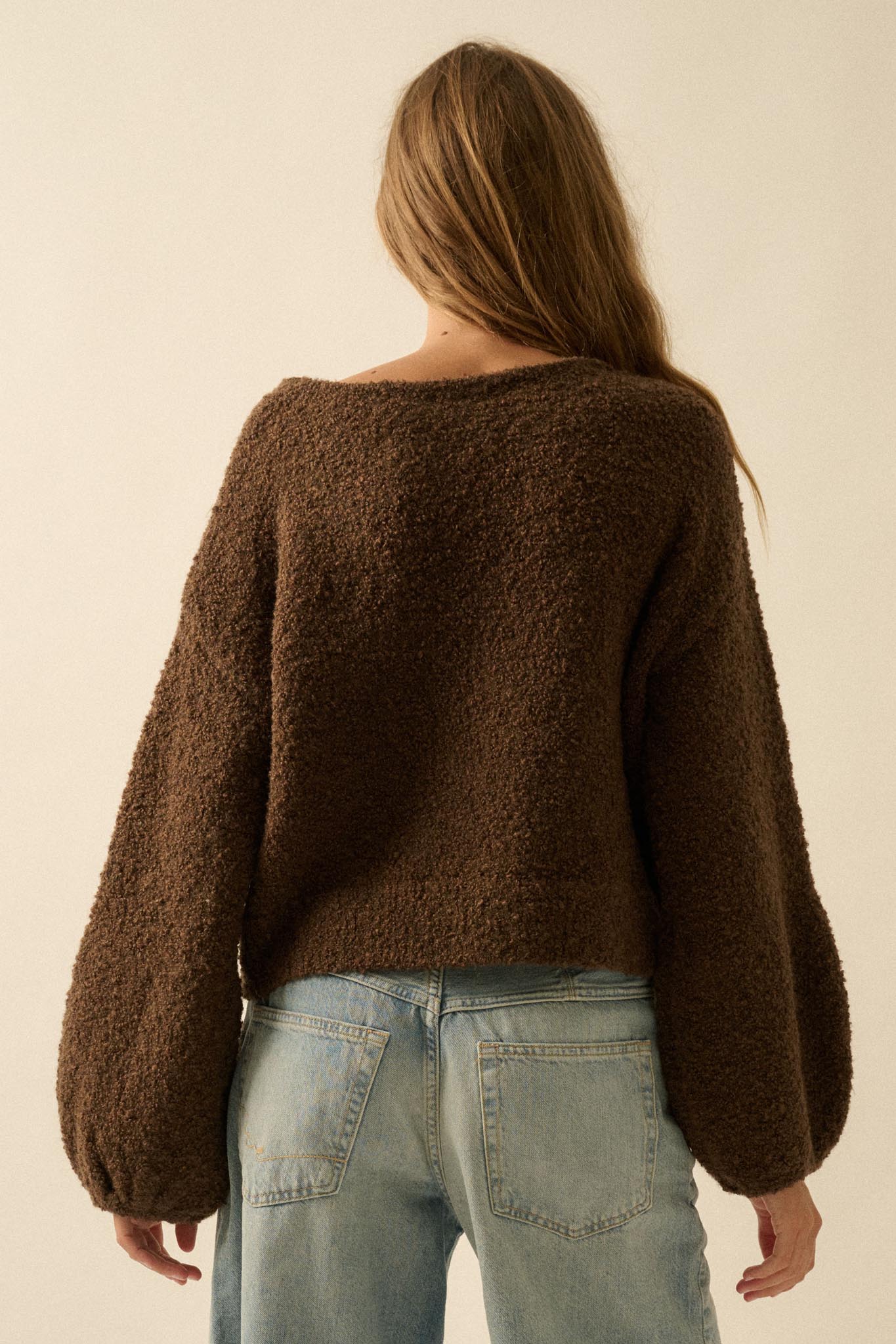 Keep Me Warm Textured Knit Balloon-Sleeve Sweater - Image 12