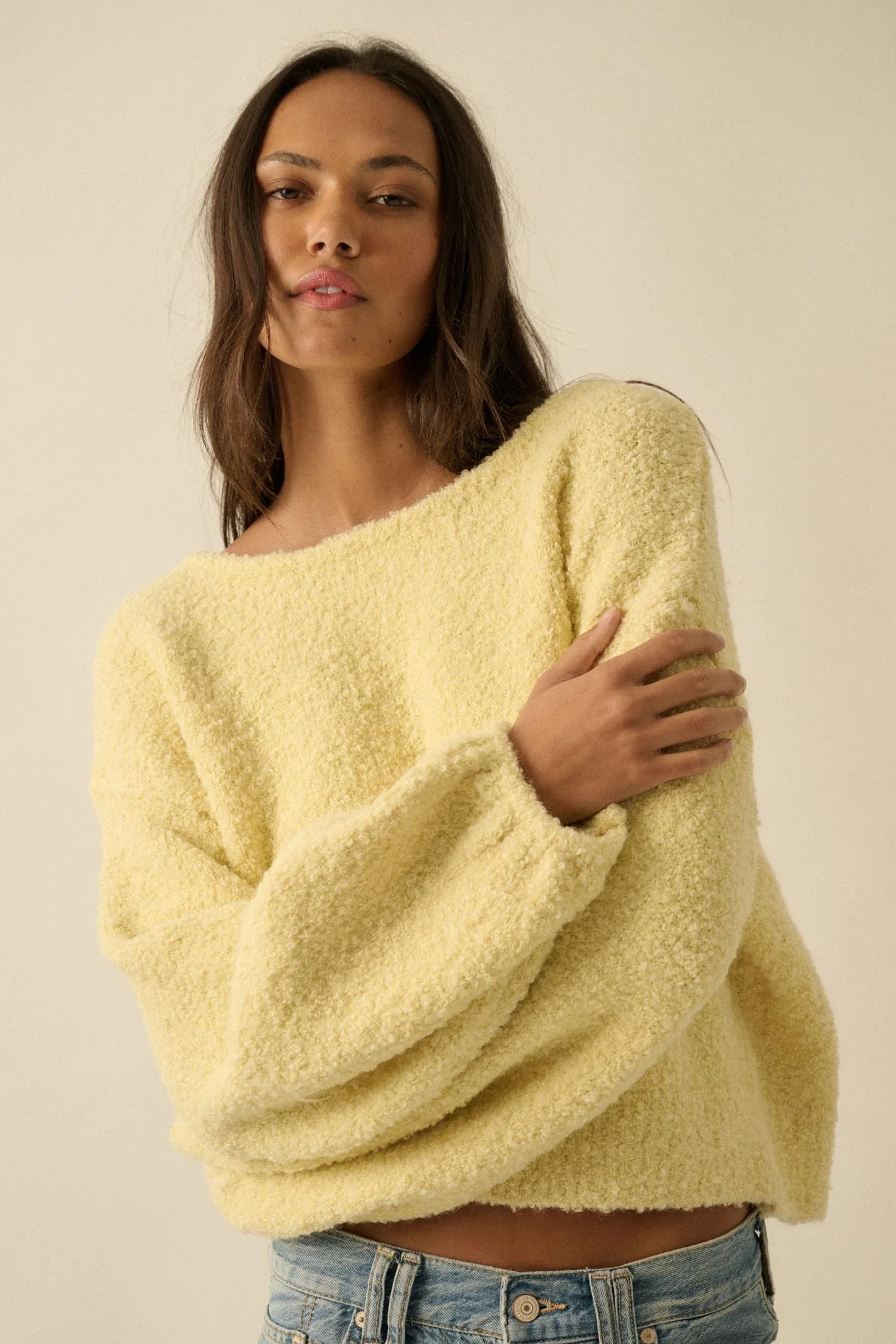 Keep Me Warm Textured Knit Balloon-Sleeve Sweater - Image 13
