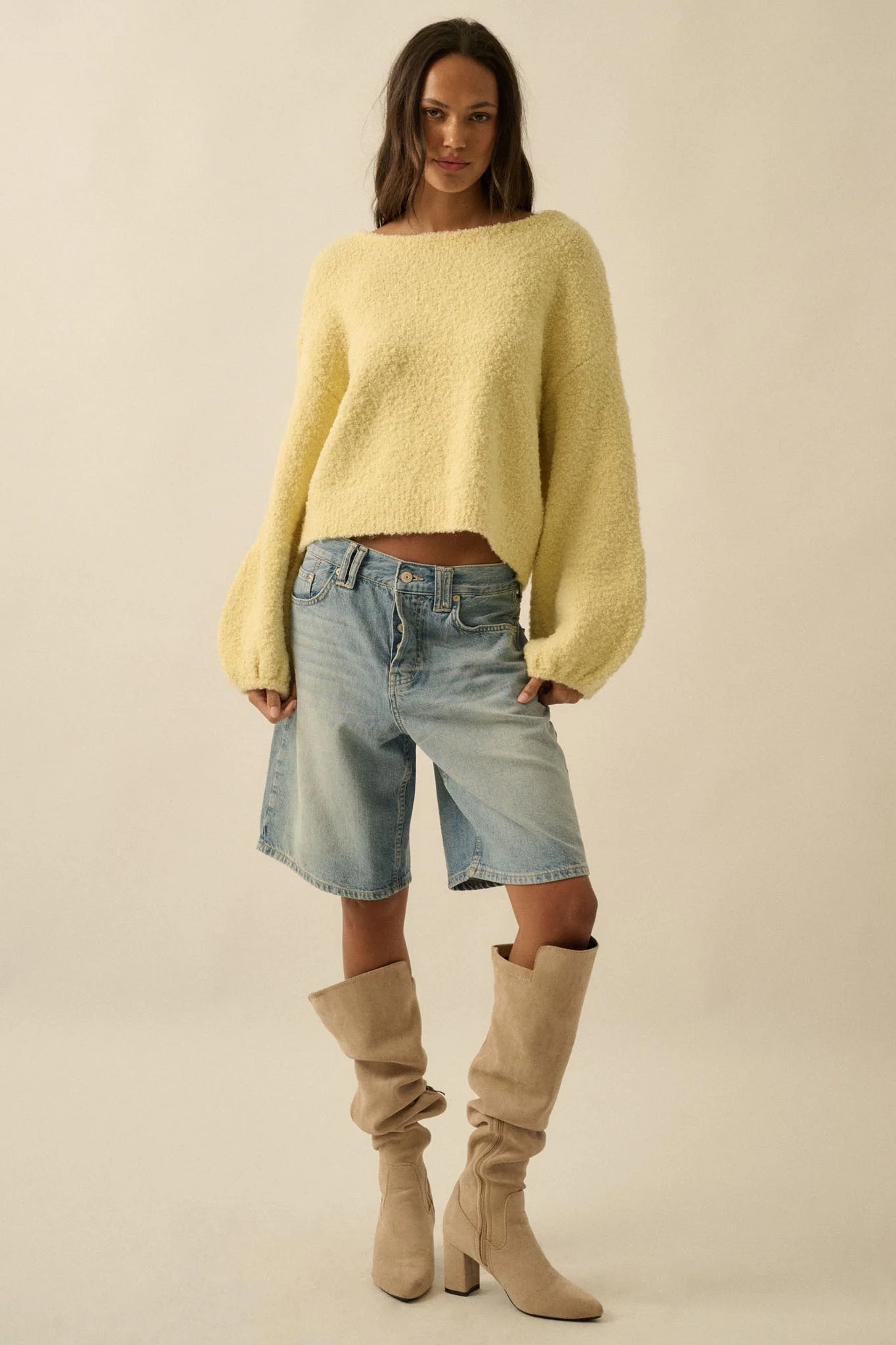 Keep Me Warm Textured Knit Balloon-Sleeve Sweater - Image 15