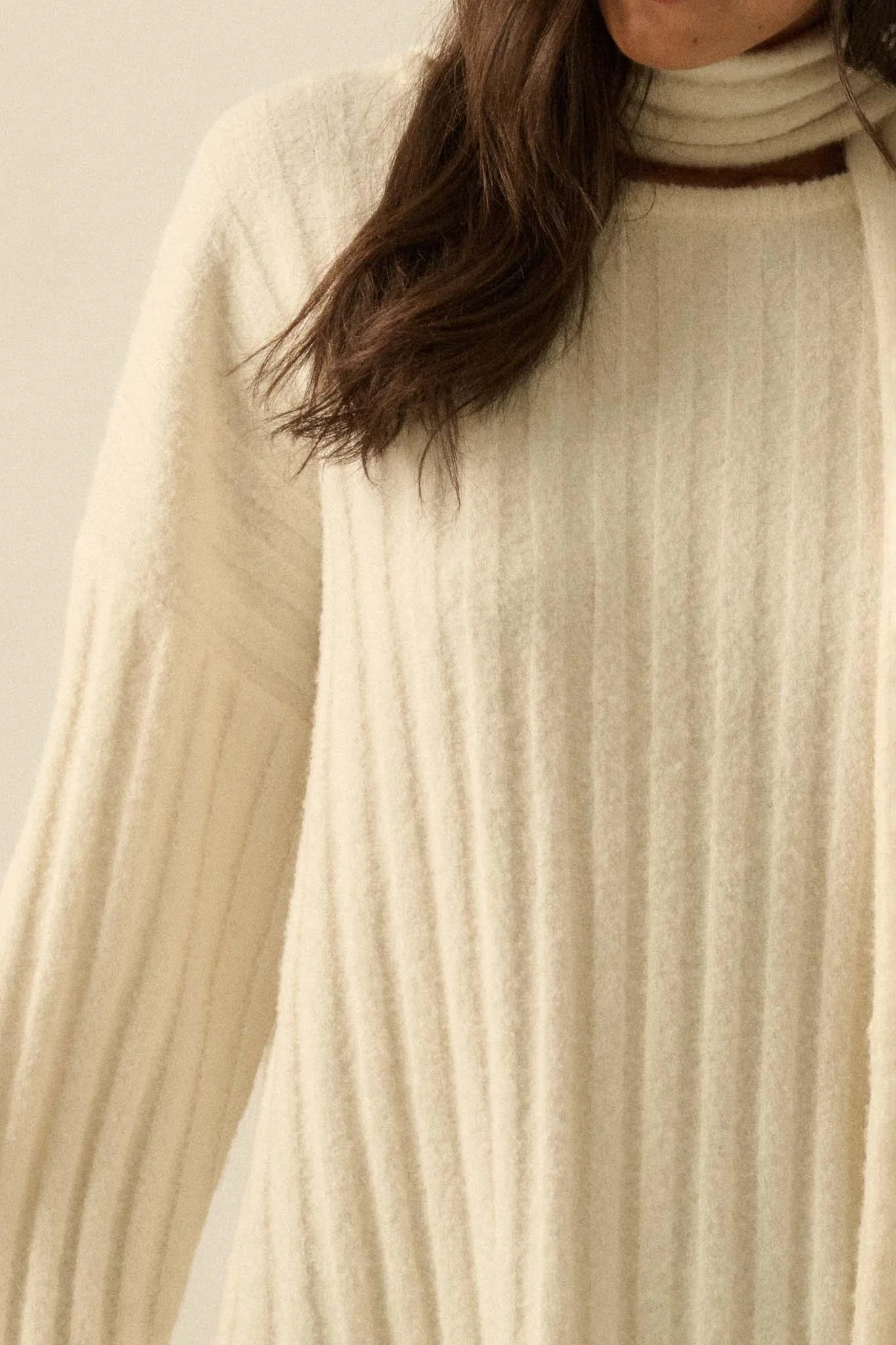 Keep Your Cool Textured Ribbed Knit Scarf Sweater - Image 14