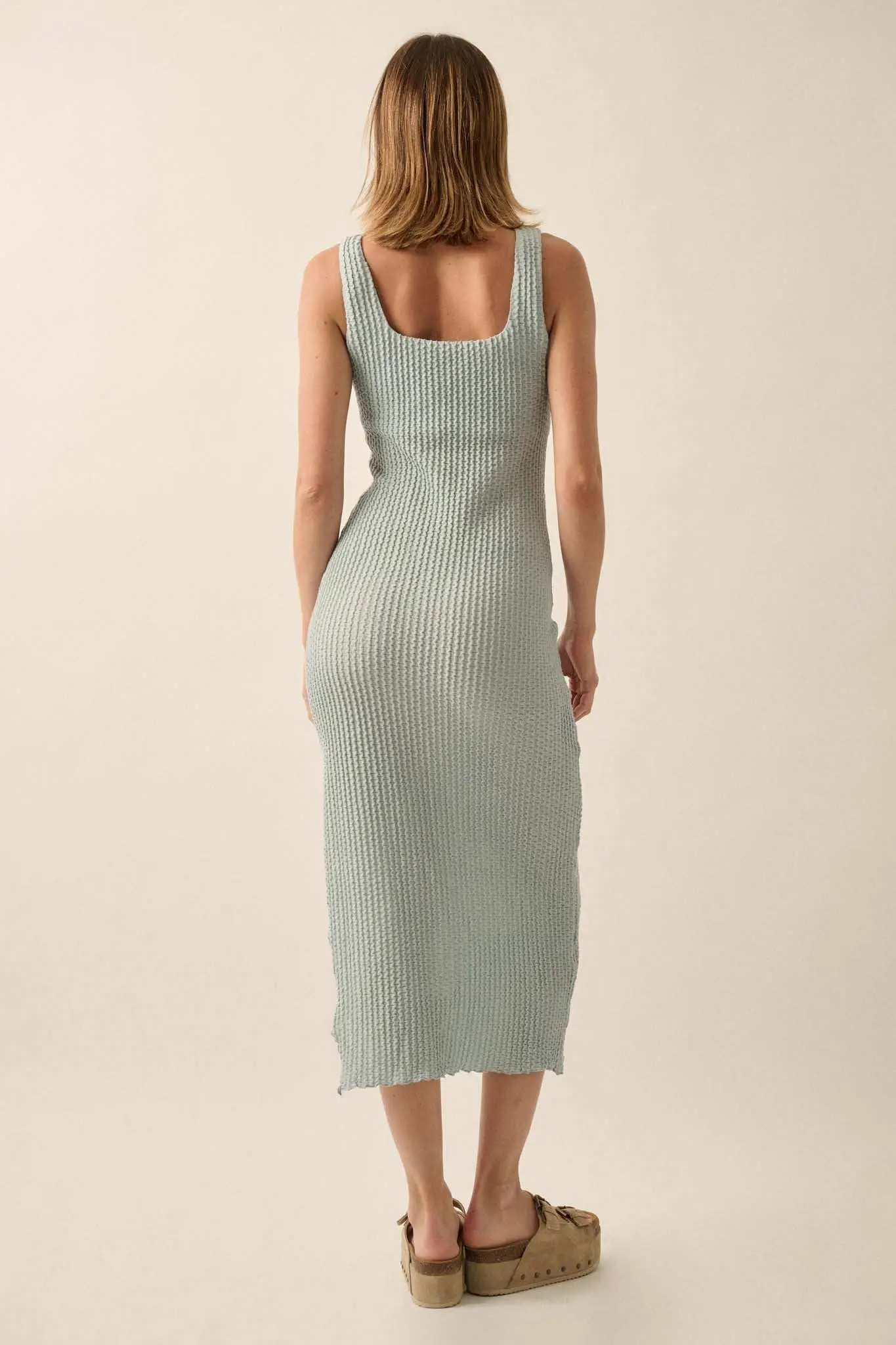 Kiss and Tell Textured Pucker-Knit Midi Dress - Image 12