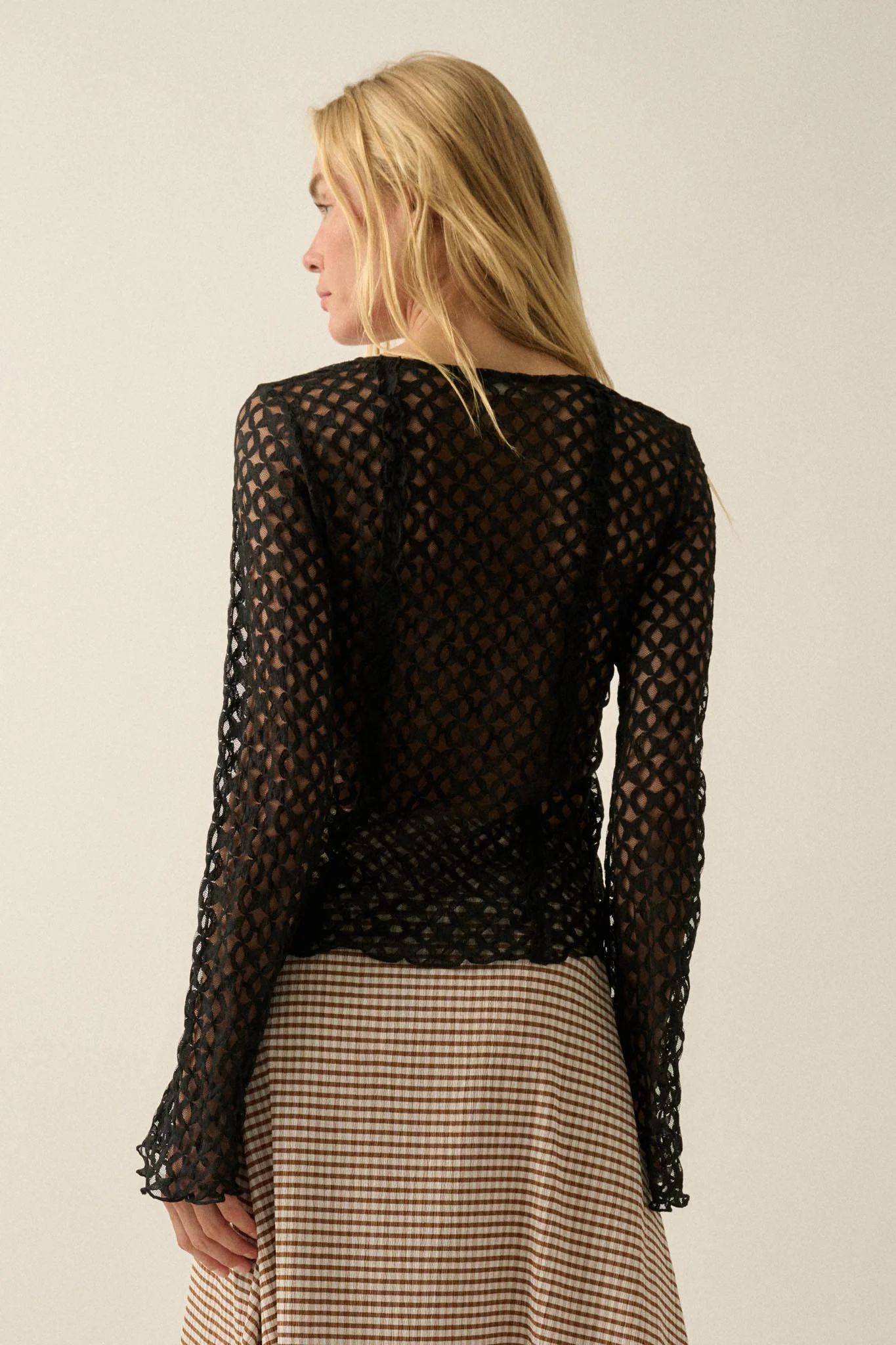 Kiss Me Quick Sheer Ruffled Floral Lace Cardigan - Image 21