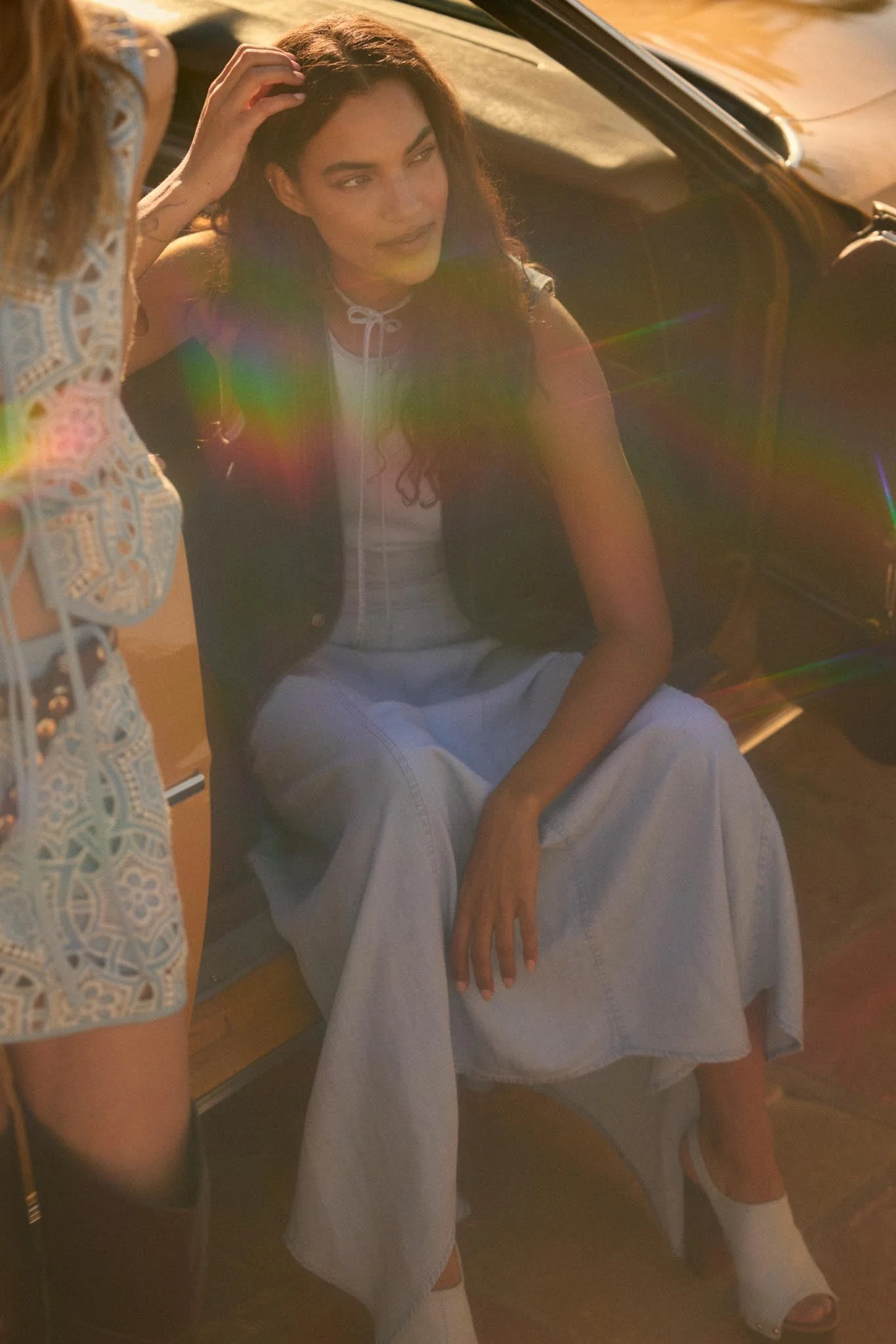 Kiss the Sky Denim Halter Handkerchief Maxi Dress - Image 2