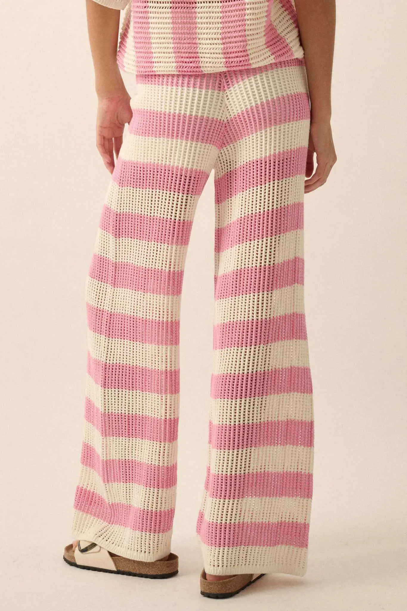 Knit Pick Striped Crochet Knit Sweater Pants - Image 15