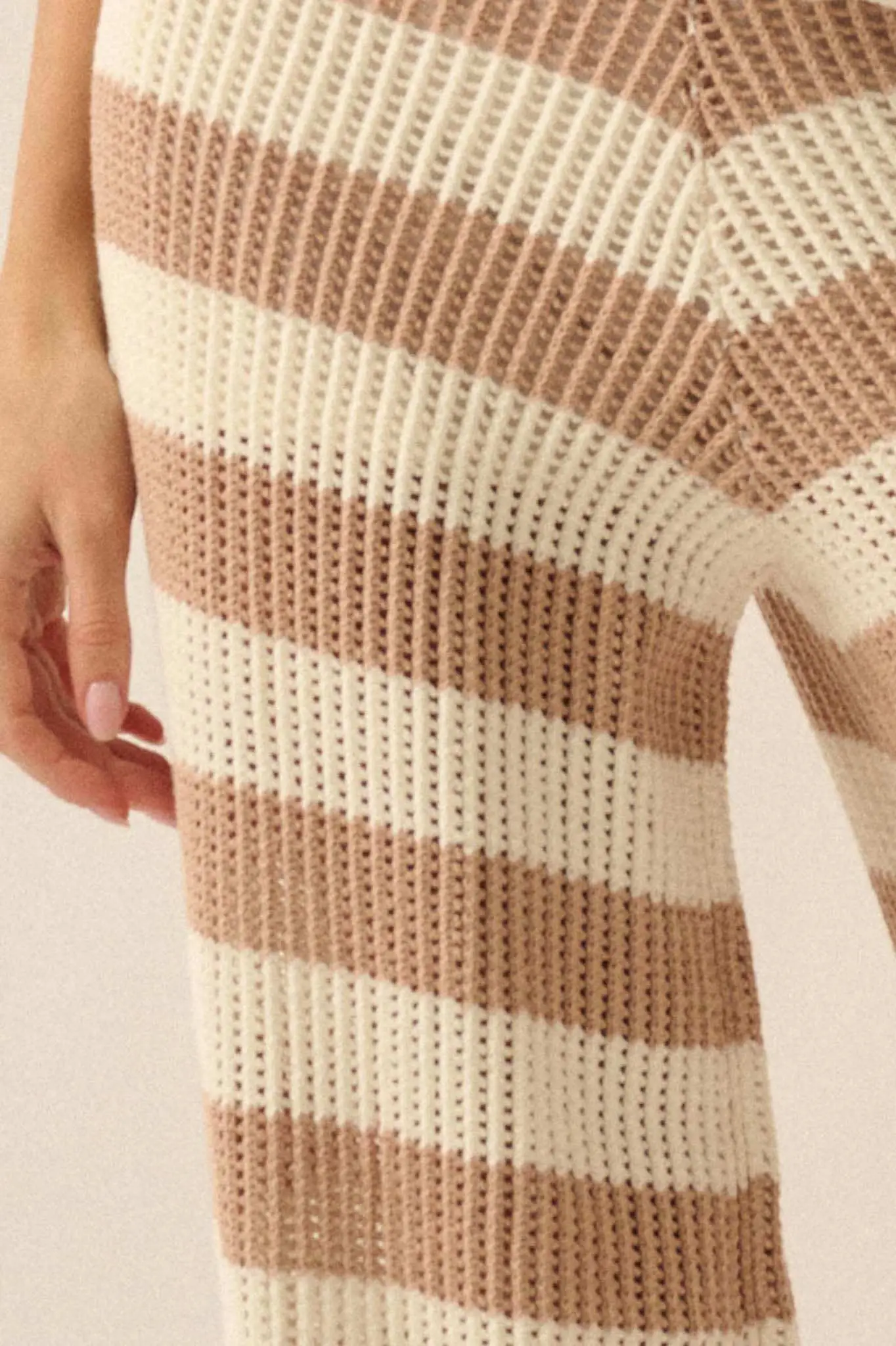 Knit Pick Striped Crochet Knit Sweater Pants - Image 5