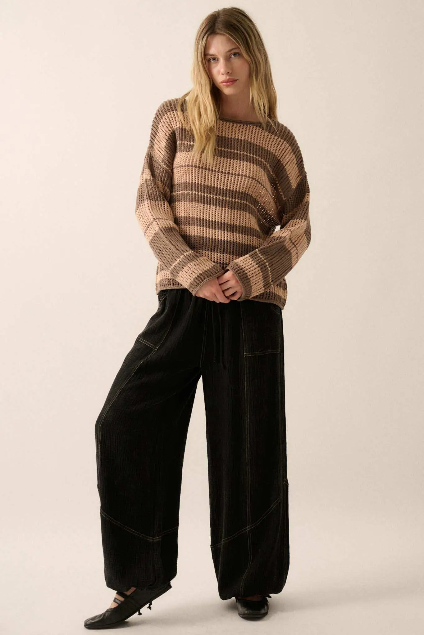 Knitty Gritty Striped Crochet Knit Sweater - Image 13