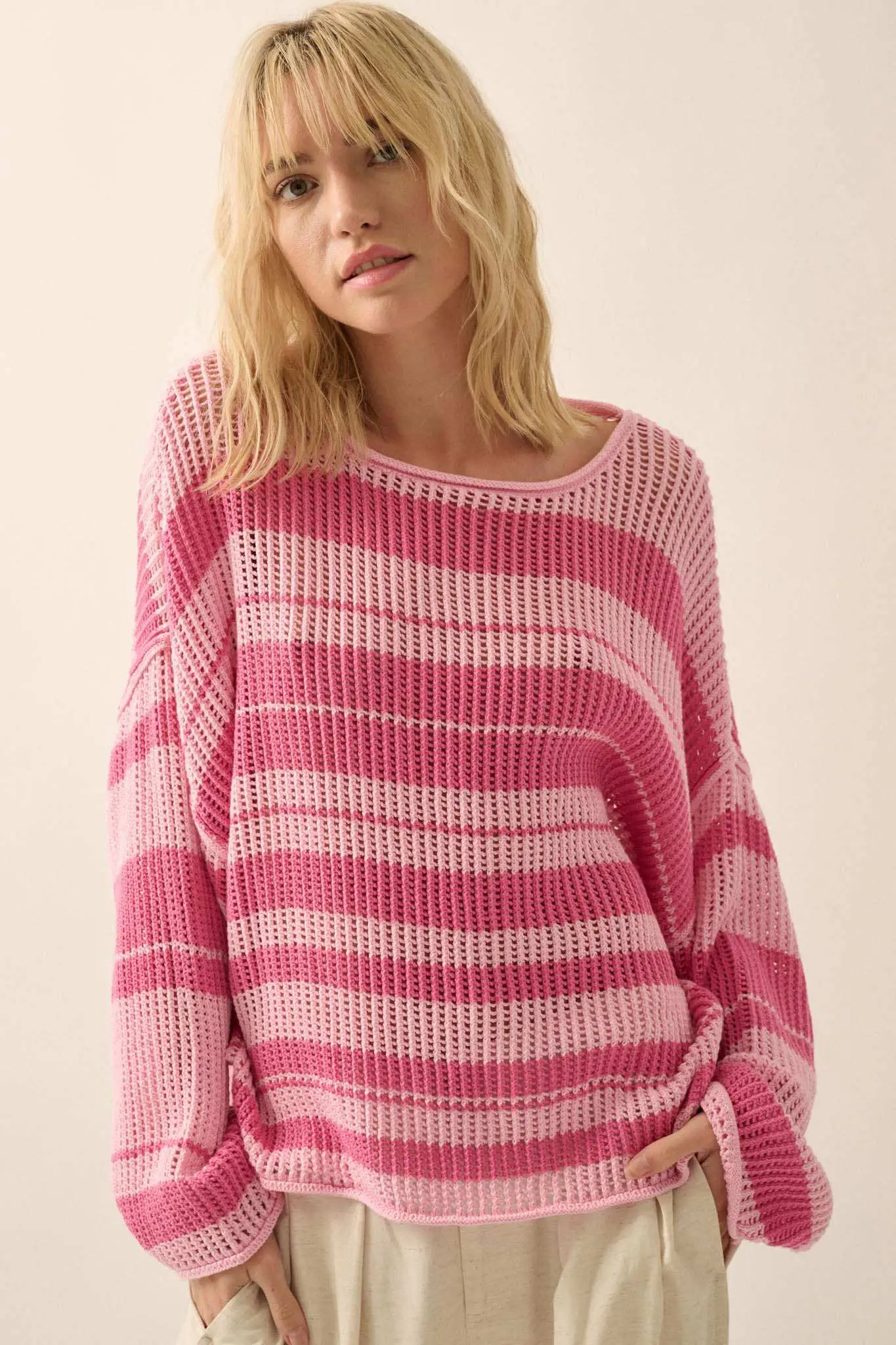 Knitty Gritty Striped Crochet Knit Sweater - Image 22