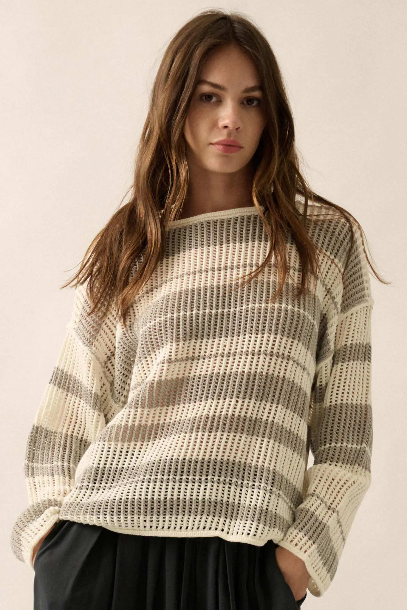 Knitty Gritty Striped Crochet Knit Sweater - Image 6