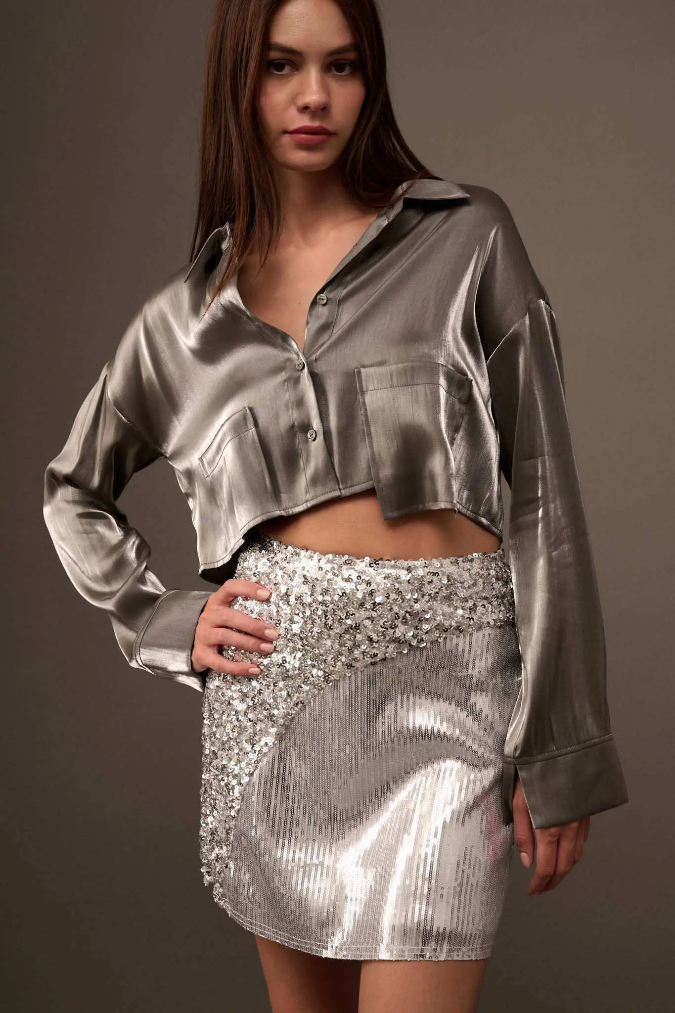 Ladies Night Colorblock Sequin Mini Skirt - Image 10