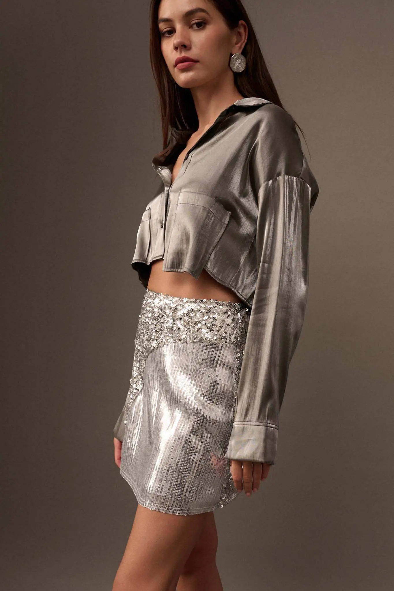 Ladies Night Colorblock Sequin Mini Skirt - Image 12