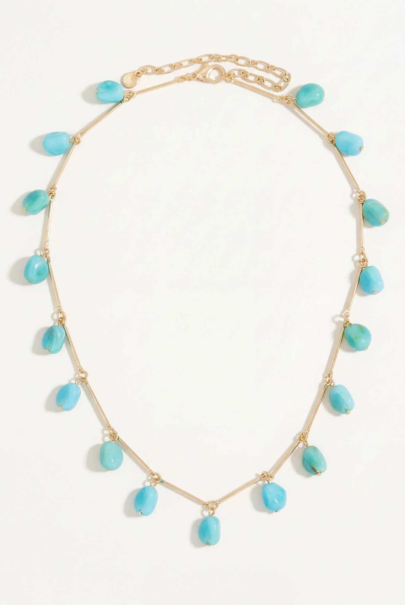 Laguna Acrylic Turquoise Gold Bar Station Necklace