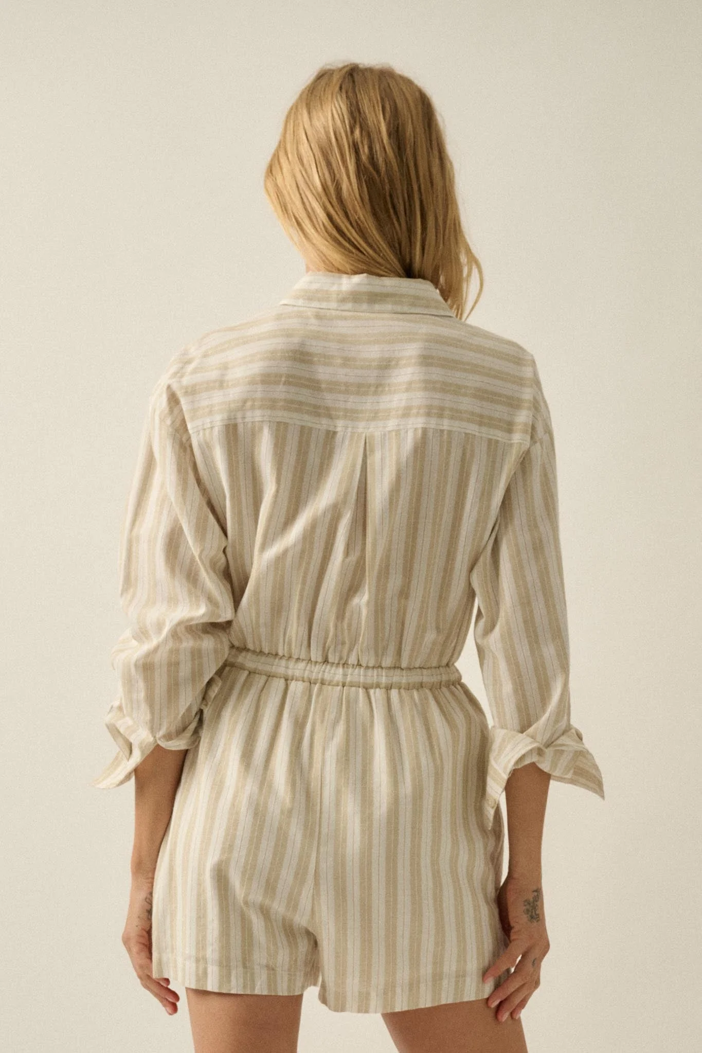 Lake Days Striped Drawstring Shirt Romper - Image 2