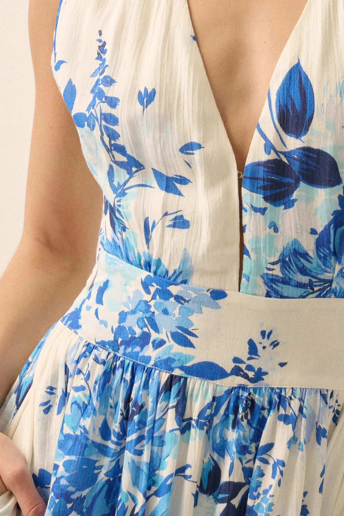 Lapis Lilies Floral Plunge-Front Wide-Leg Jumpsuit - Image 5
