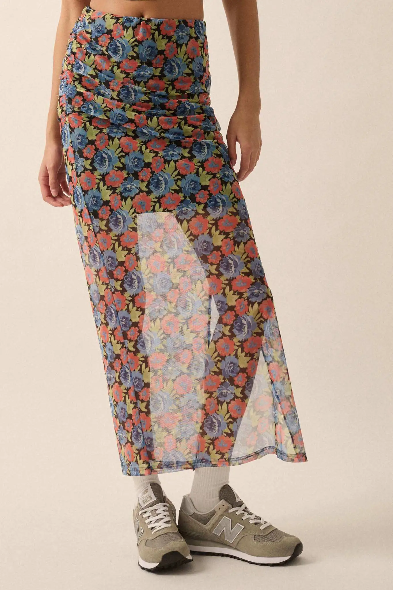 Late Night Blossoms Floral Mesh Maxi Skirt - Image 5
