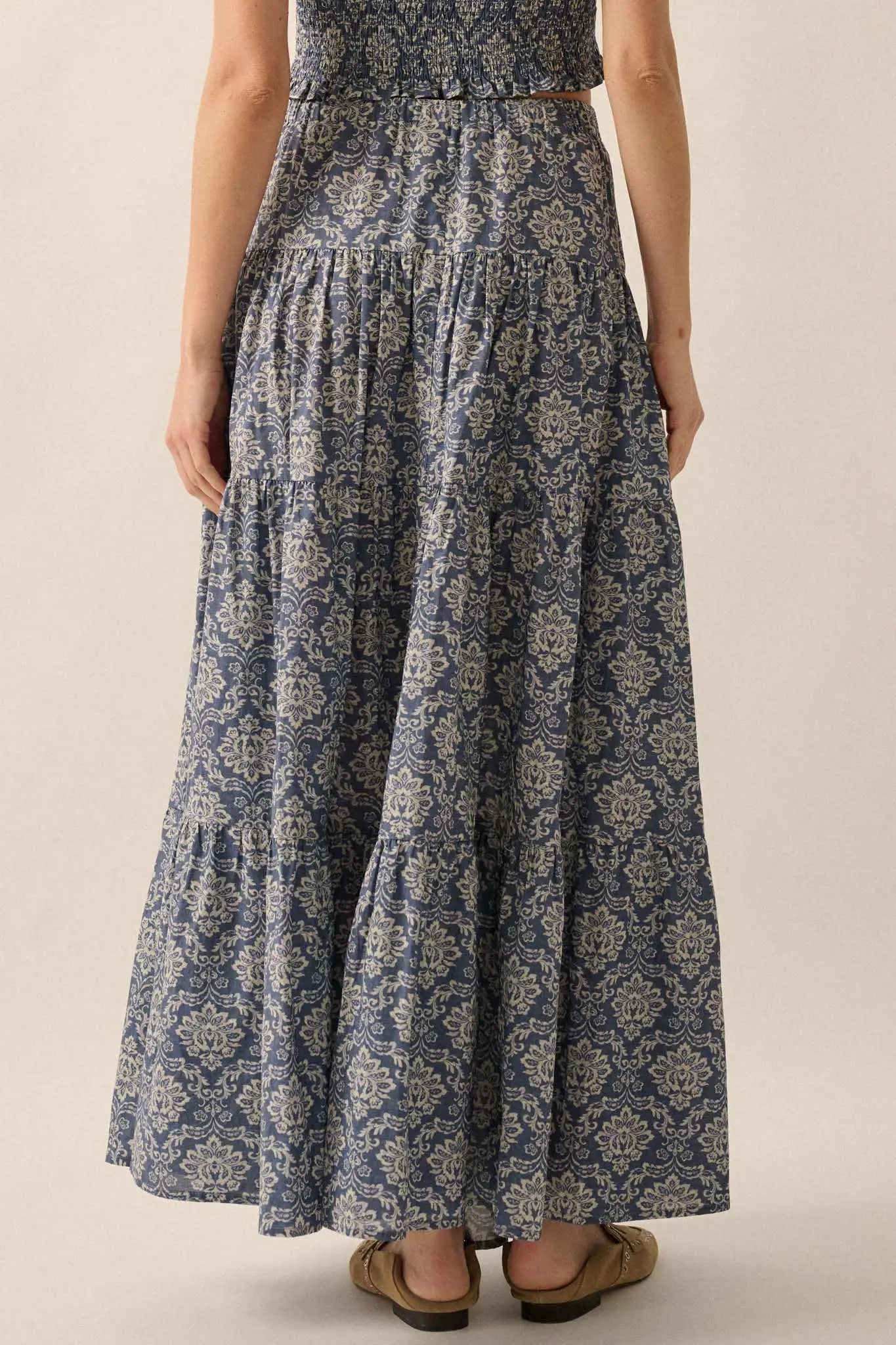 Lavish Blossoms Floral Tiered Ruffle Maxi Skirt - Image 12