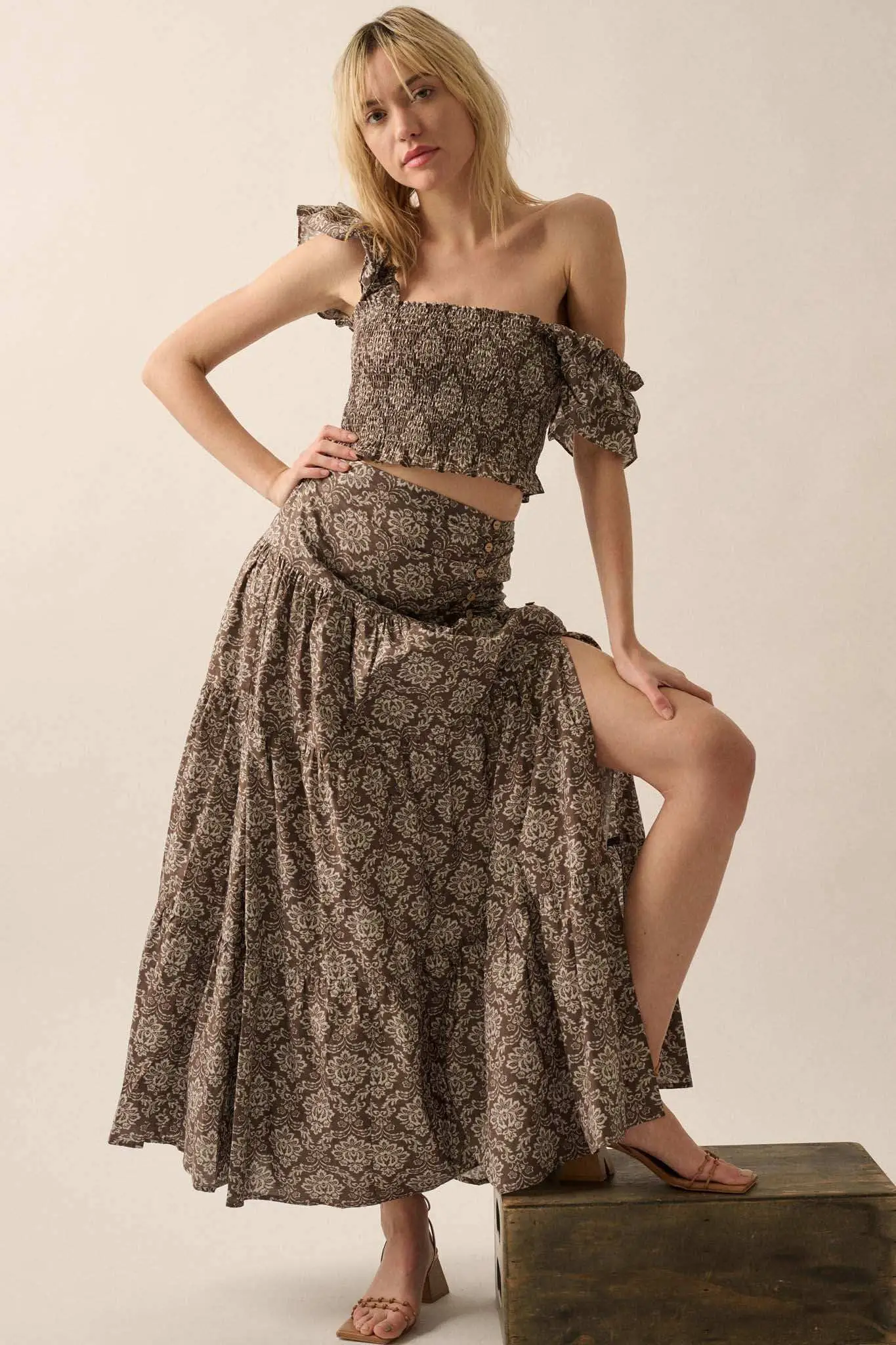 Lavish Blossoms Floral Tiered Ruffle Maxi Skirt - Image 4