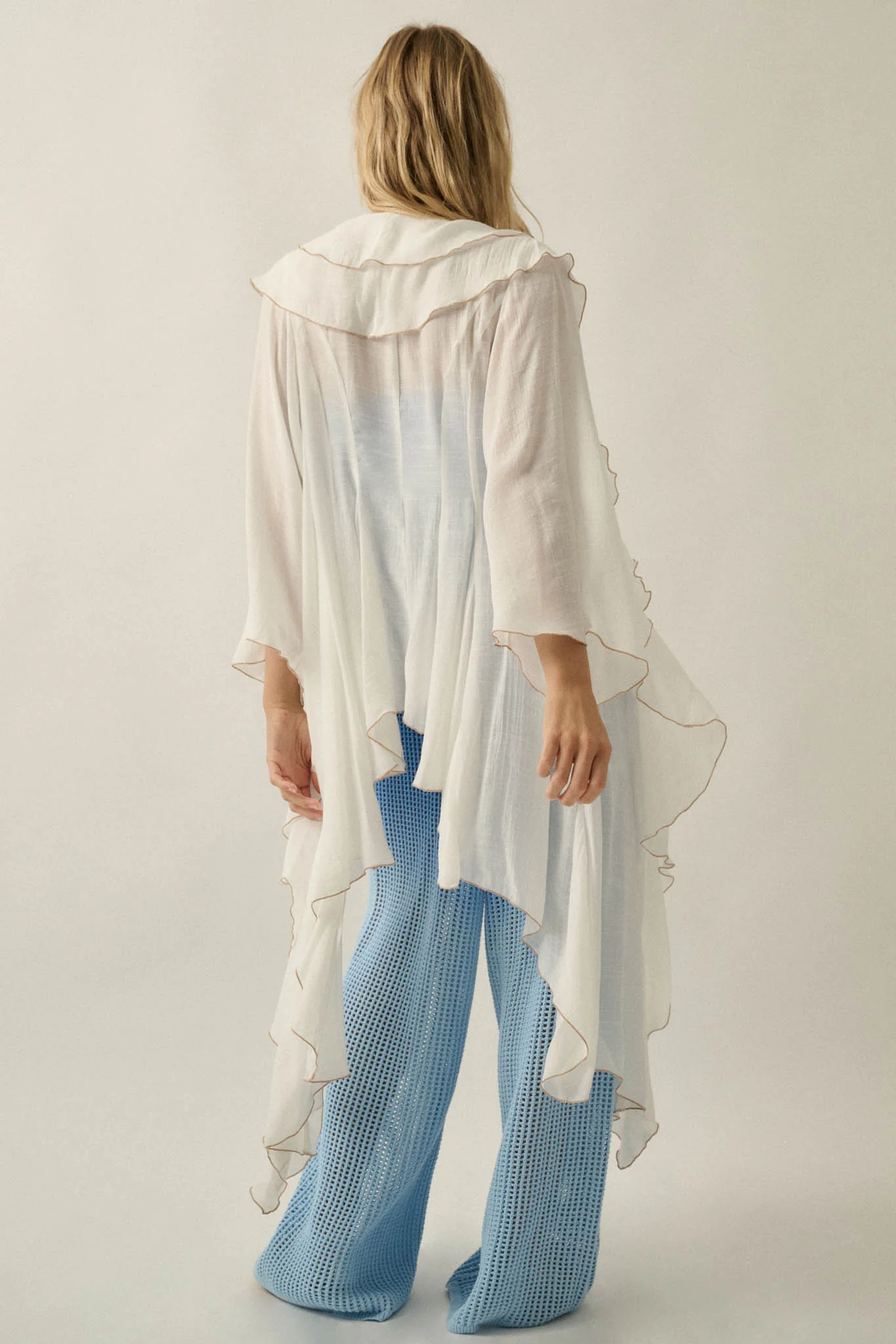 Lavish Living Open-Front Ruffle Kimono Robe - Image 9