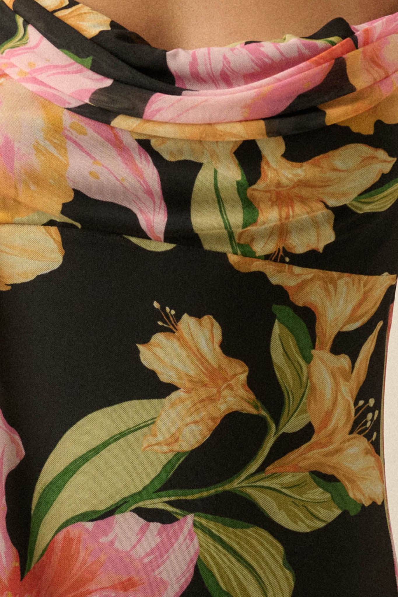 Lavish Petals Floral Mesh Ruffle Maxi Dress and Scarf - Image 4
