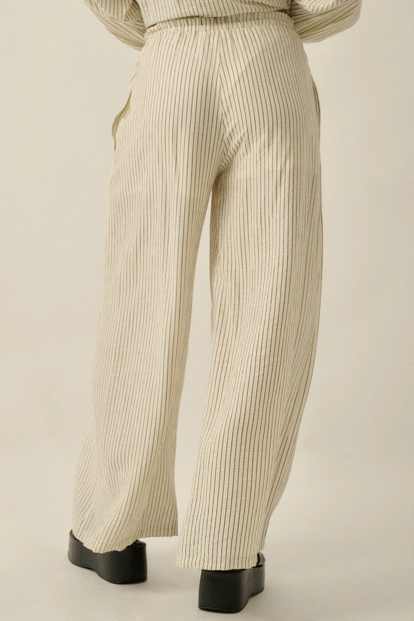 Lazy Weekend Pinstripe Wide-Leg Drawstring Pants - Image 12
