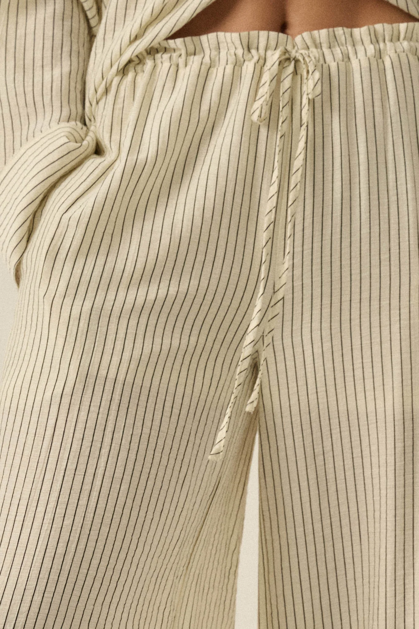 Lazy Weekend Pinstripe Wide-Leg Drawstring Pants - Image 9