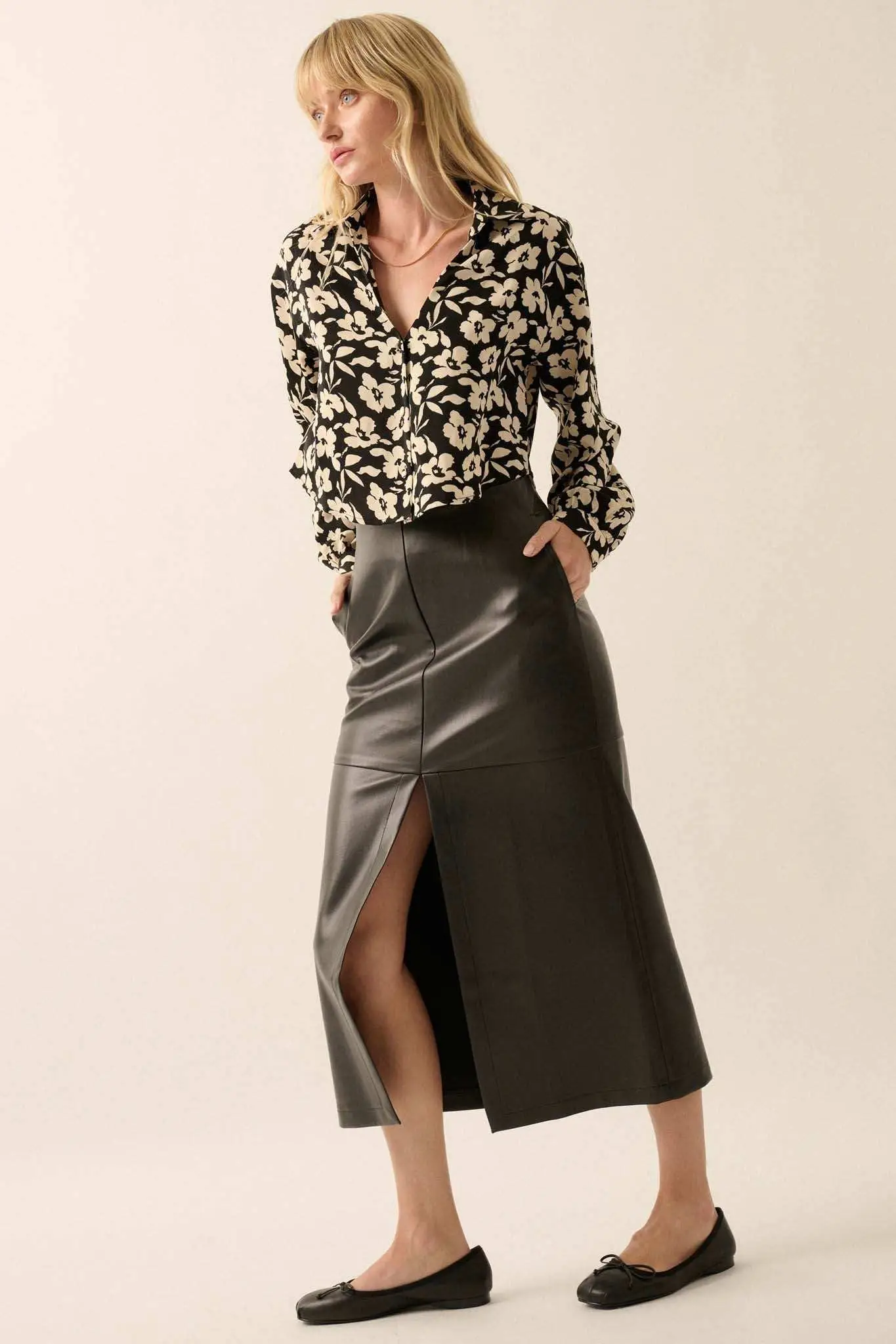 Leading Edge Vegan Leather Pencil Skirt - Image 3