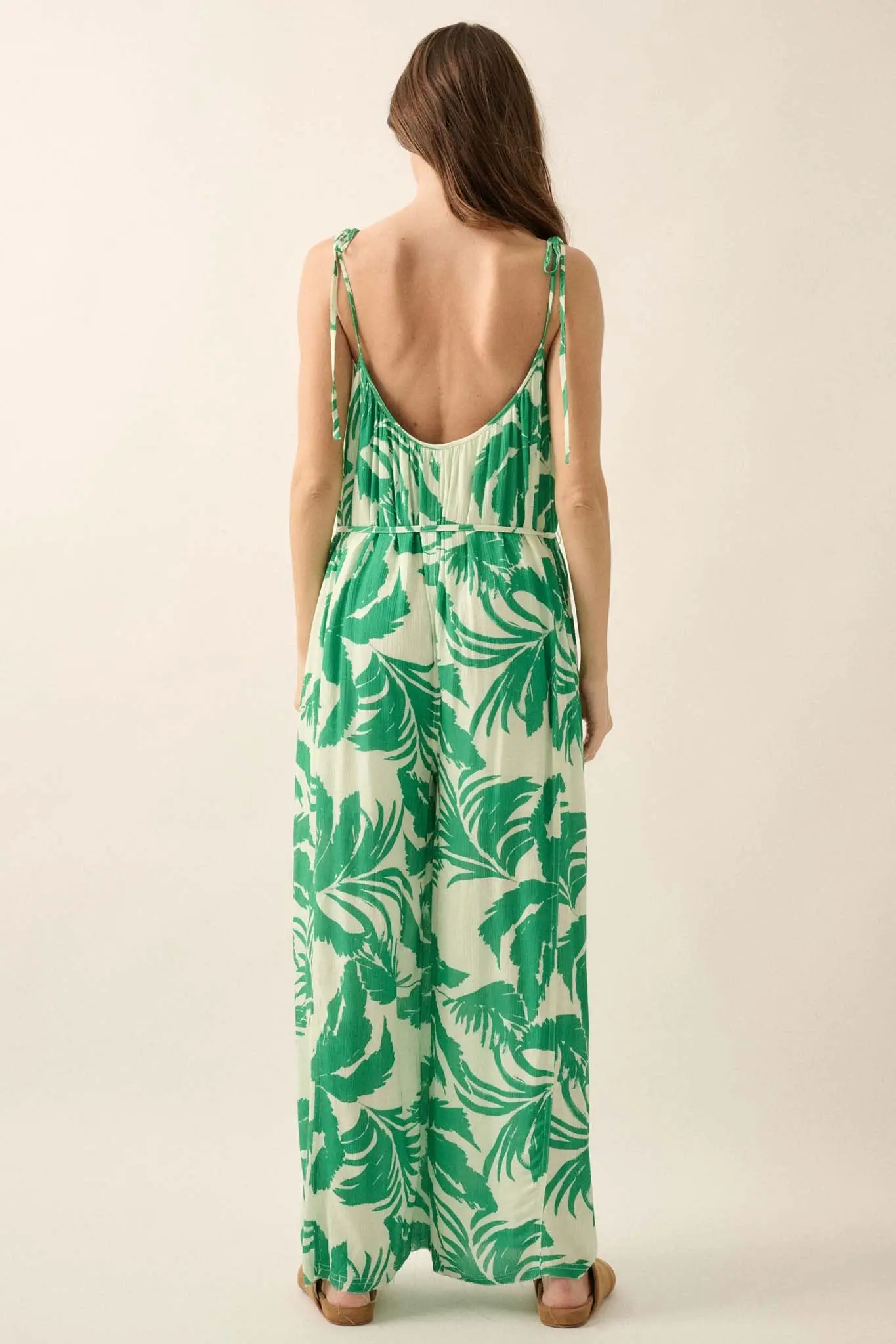 Leaf Me Be Tropical Belted Wide-Leg Jumpsuit - Image 15
