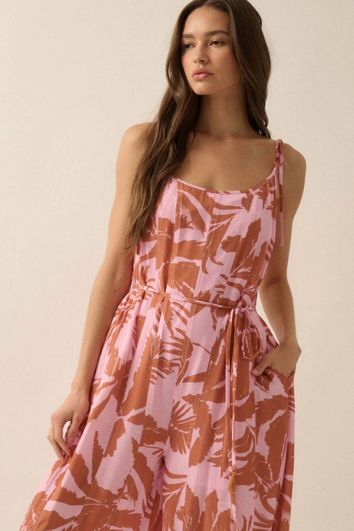 Leaf Me Be Tropical Belted Wide-Leg Jumpsuit - Image 7