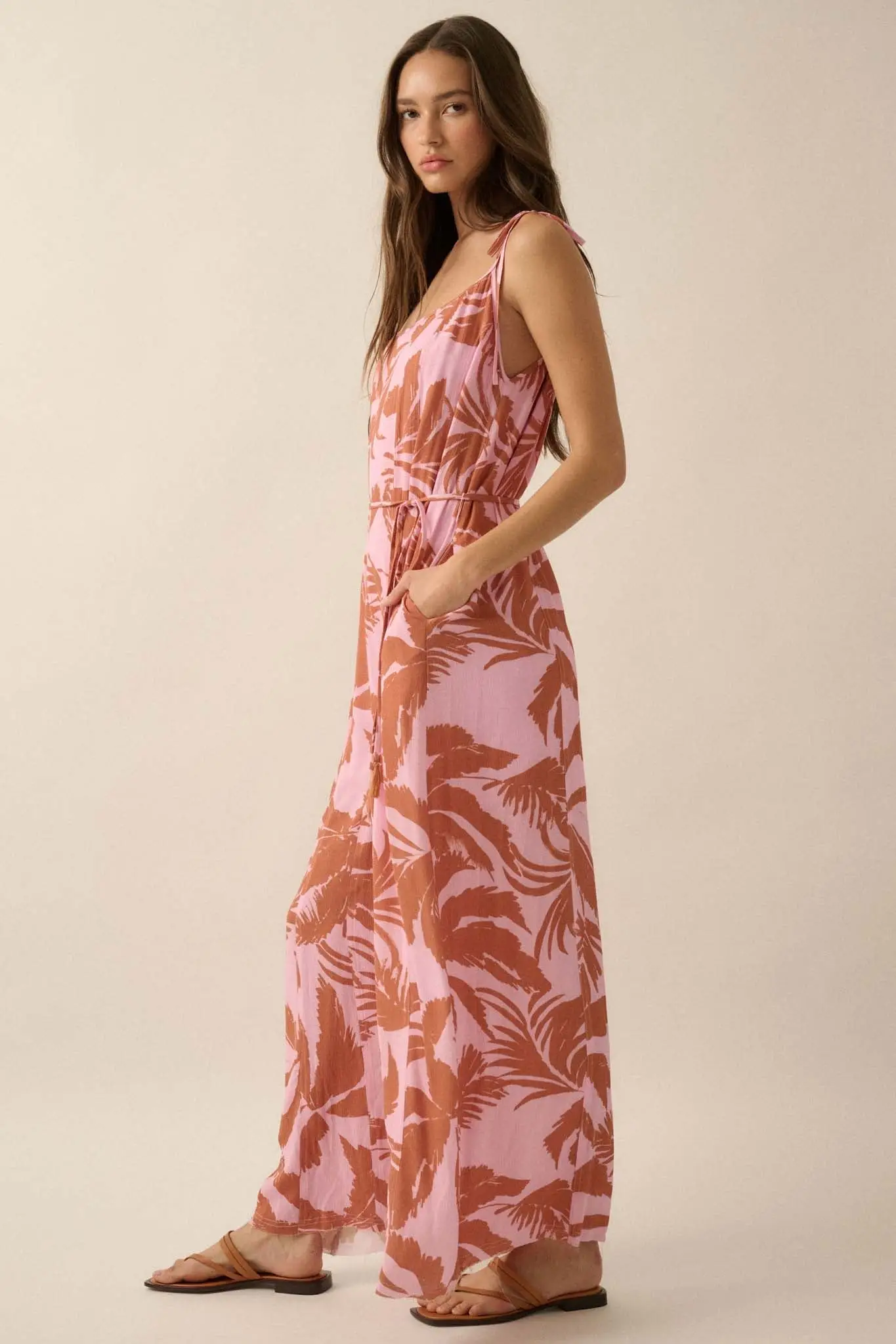 Leaf Me Be Tropical Belted Wide-Leg Jumpsuit - Image 8