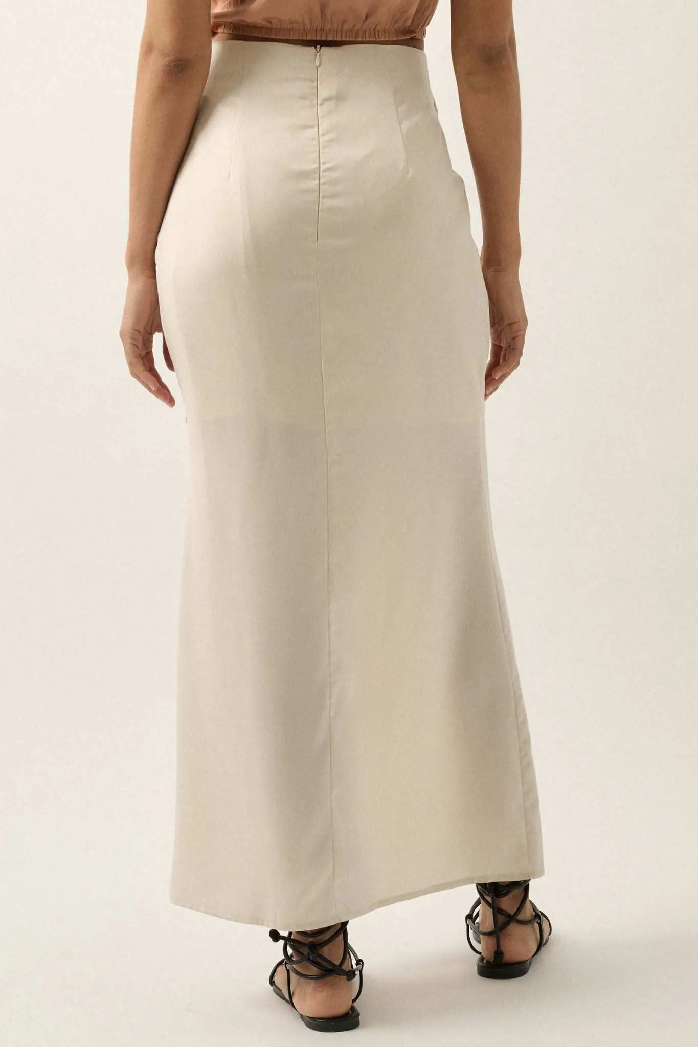 Learning Curve Matte Satin Buttoned Maxi Skirt - Image 12