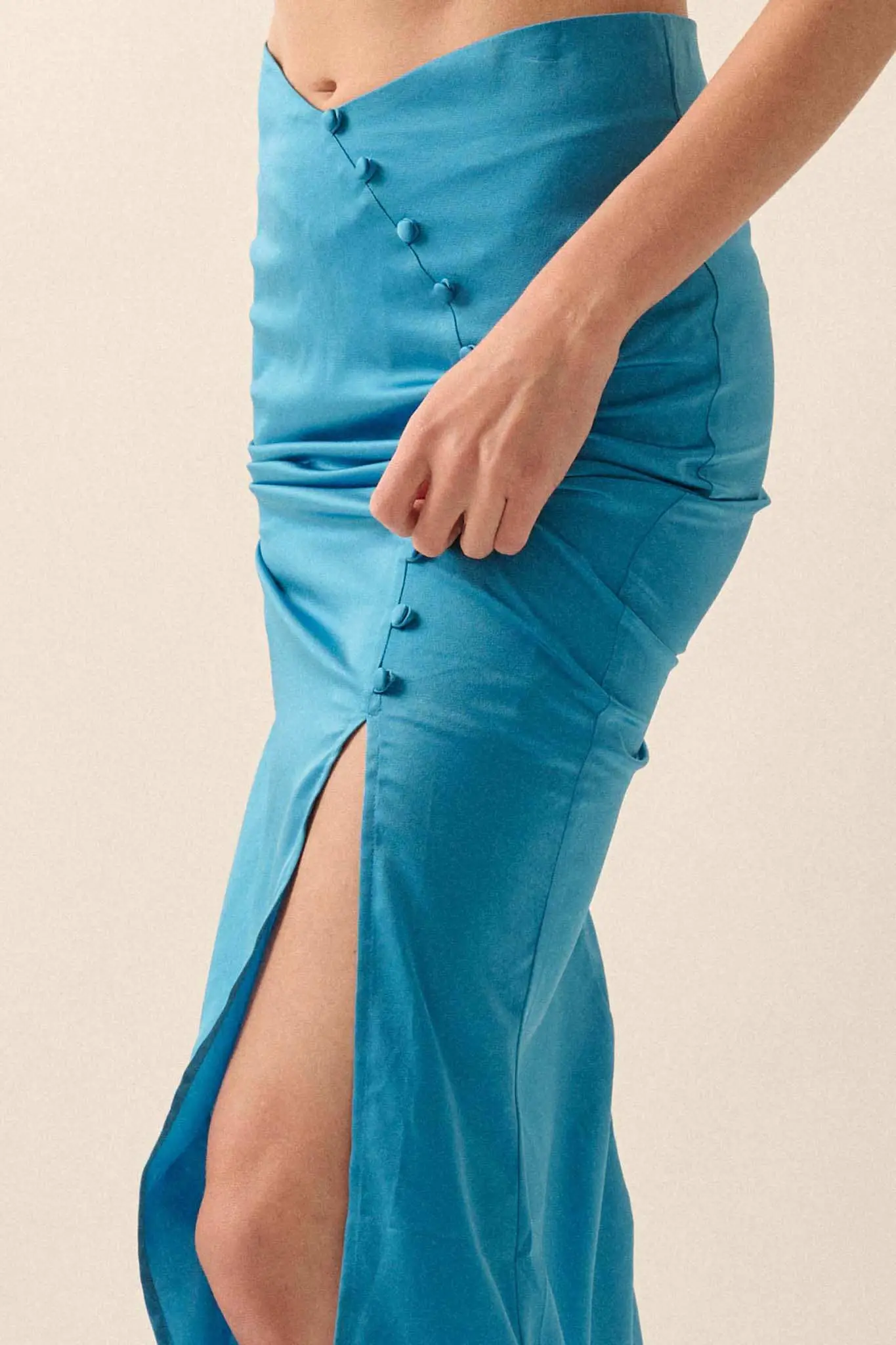 Learning Curve Matte Satin Buttoned Maxi Skirt - Image 13