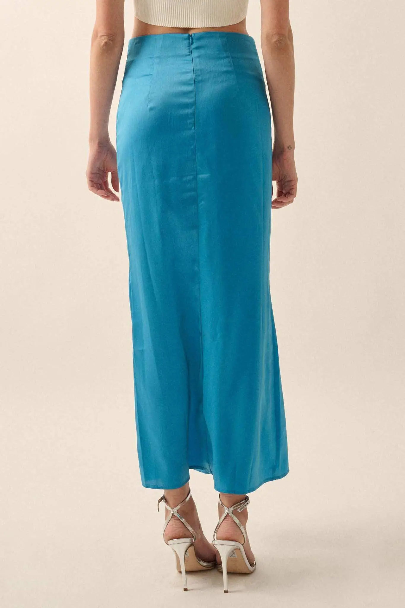 Learning Curve Matte Satin Buttoned Maxi Skirt - Image 17