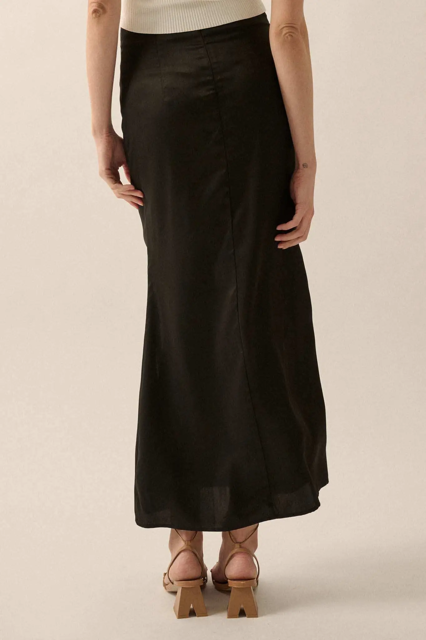 Learning Curve Matte Satin Buttoned Maxi Skirt - Image 7