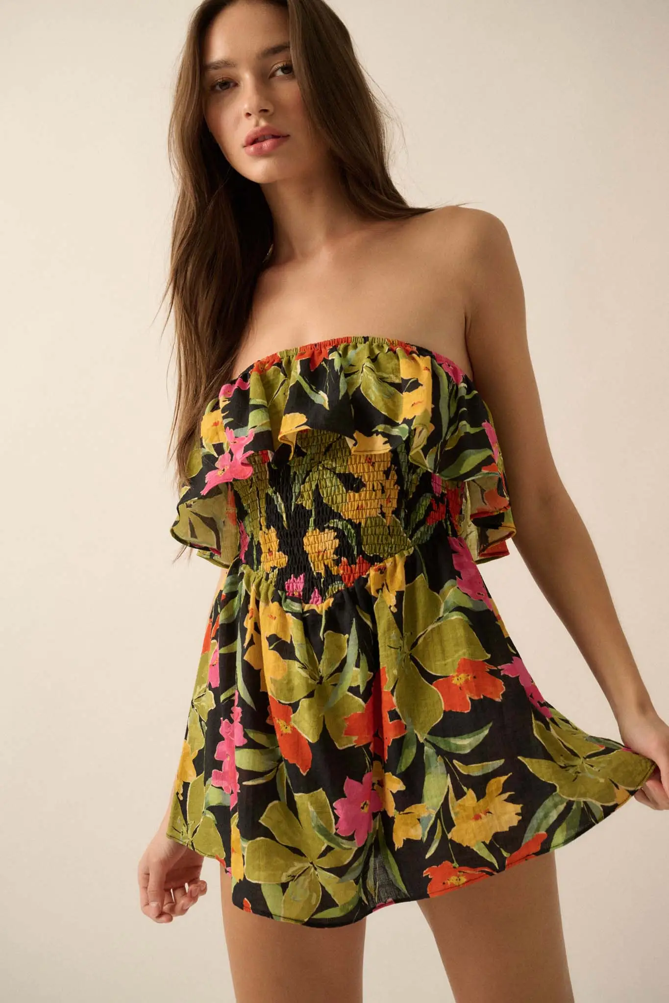 Lei'd Back Tropical Floral Strapless Romper - Image 10