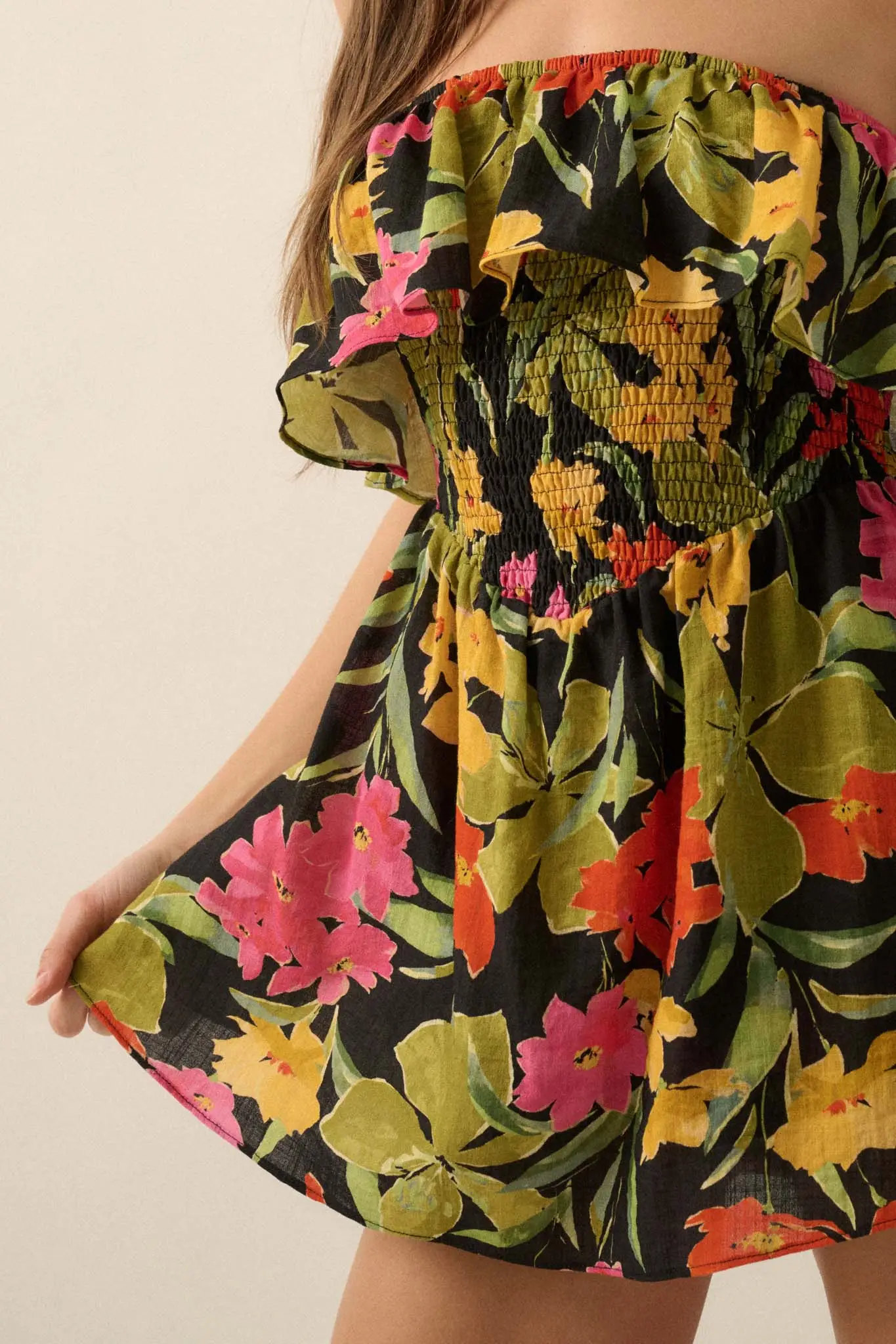 Lei'd Back Tropical Floral Strapless Romper - Image 11