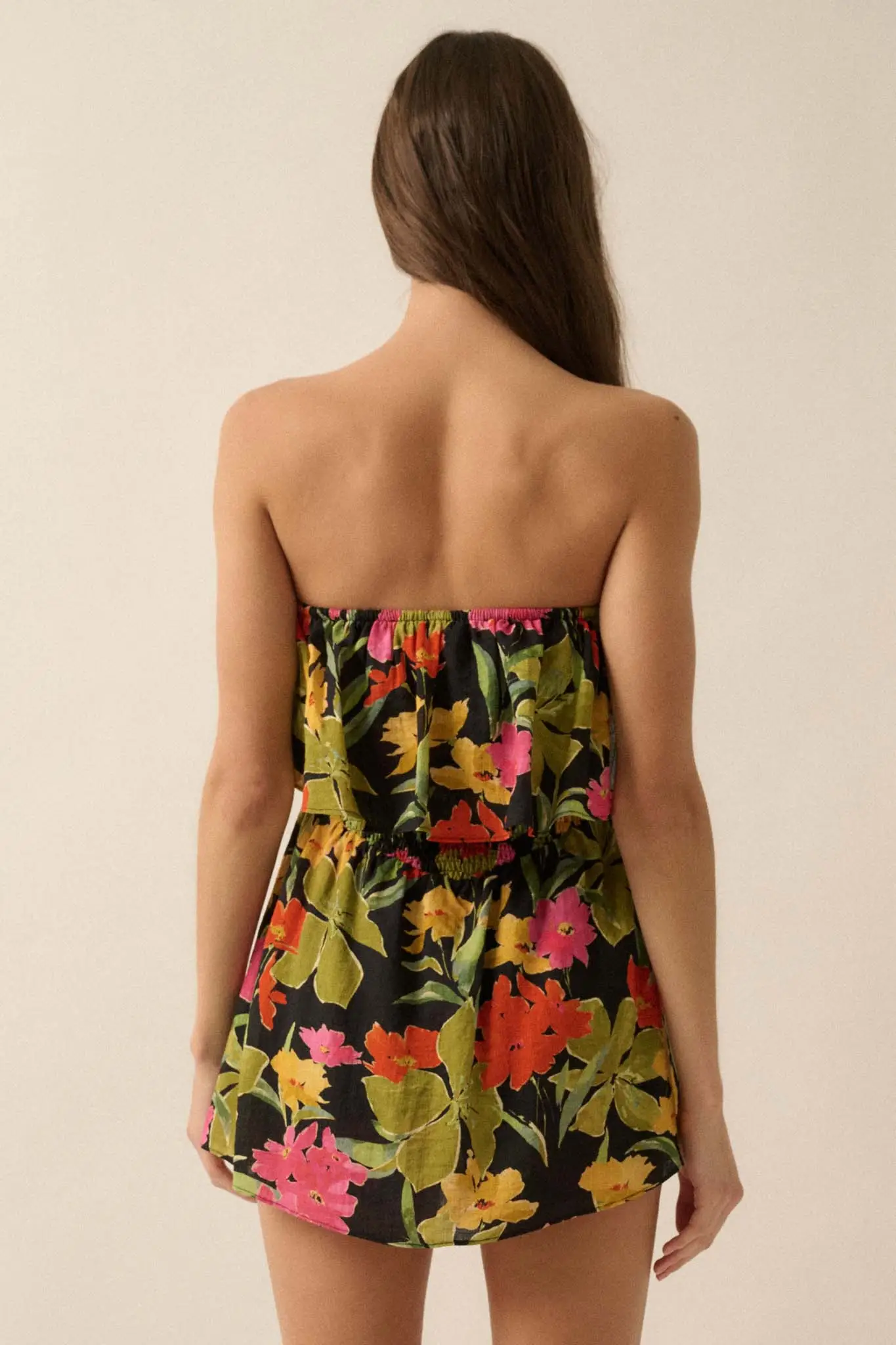 Lei'd Back Tropical Floral Strapless Romper - Image 15