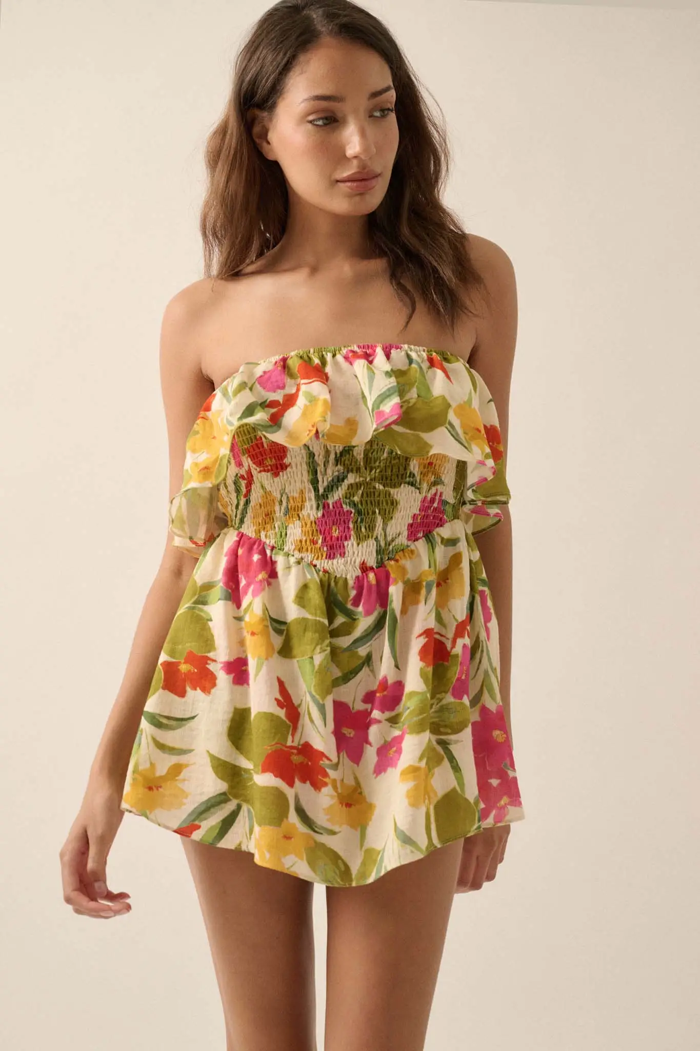 Lei'd Back Tropical Floral Strapless Romper - Image 4