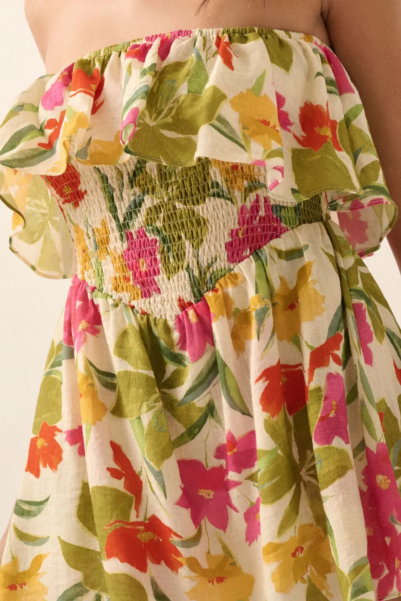 Lei'd Back Tropical Floral Strapless Romper - Image 5