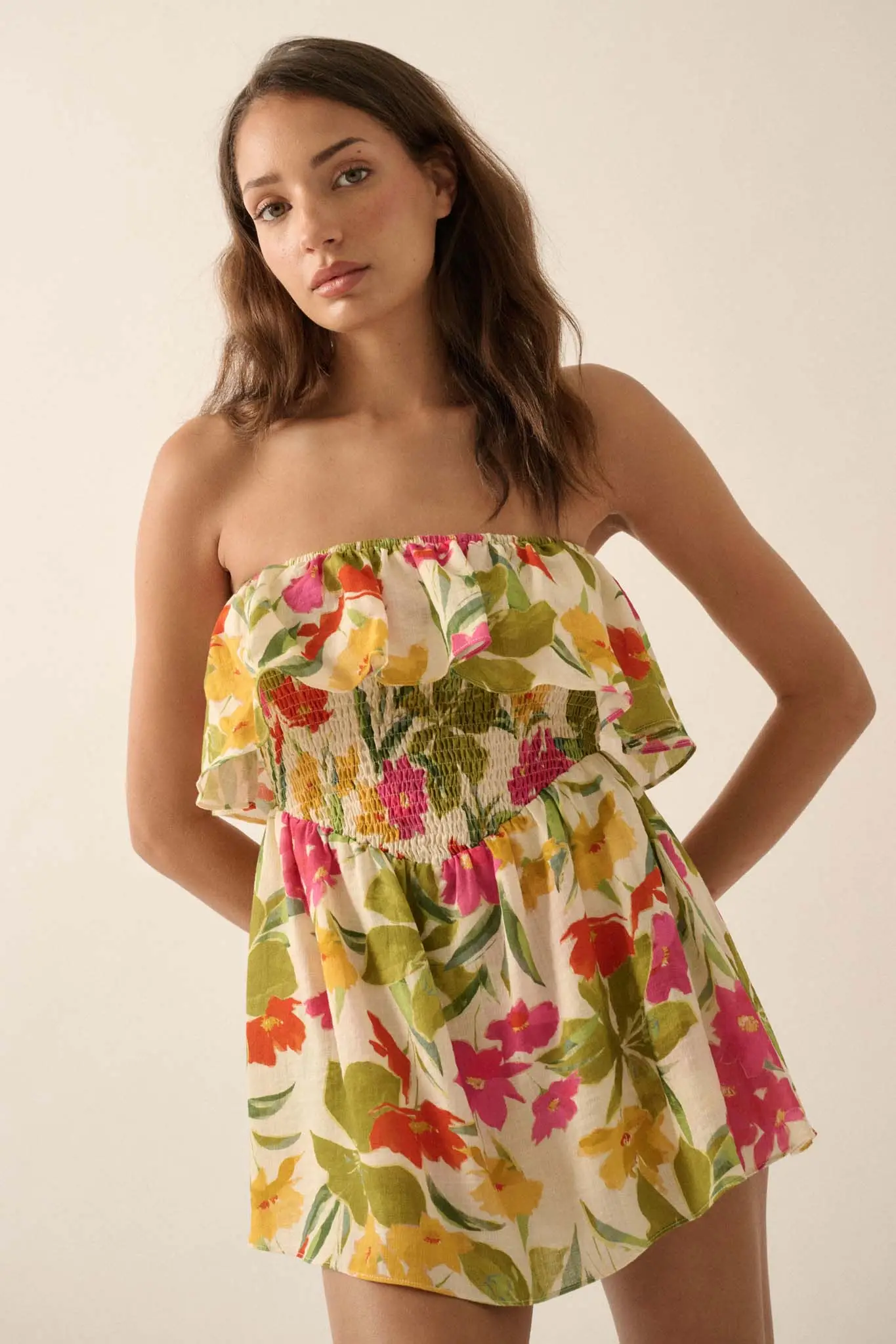Lei'd Back Tropical Floral Strapless Romper - Image 7