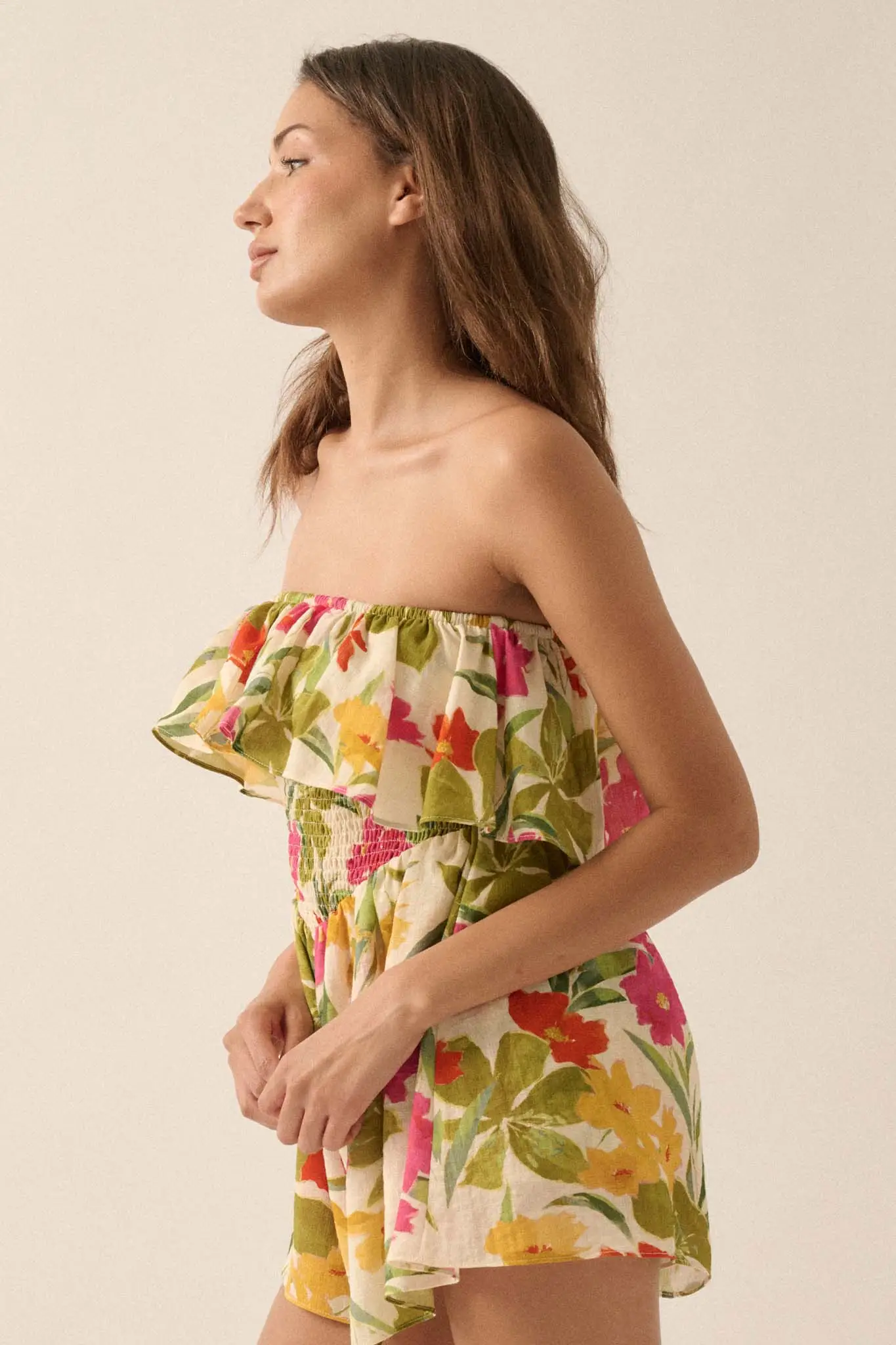 Lei'd Back Tropical Floral Strapless Romper - Image 8