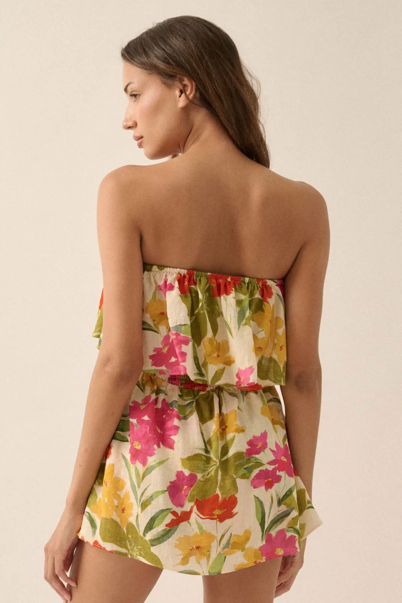 Lei'd Back Tropical Floral Strapless Romper - Image 9