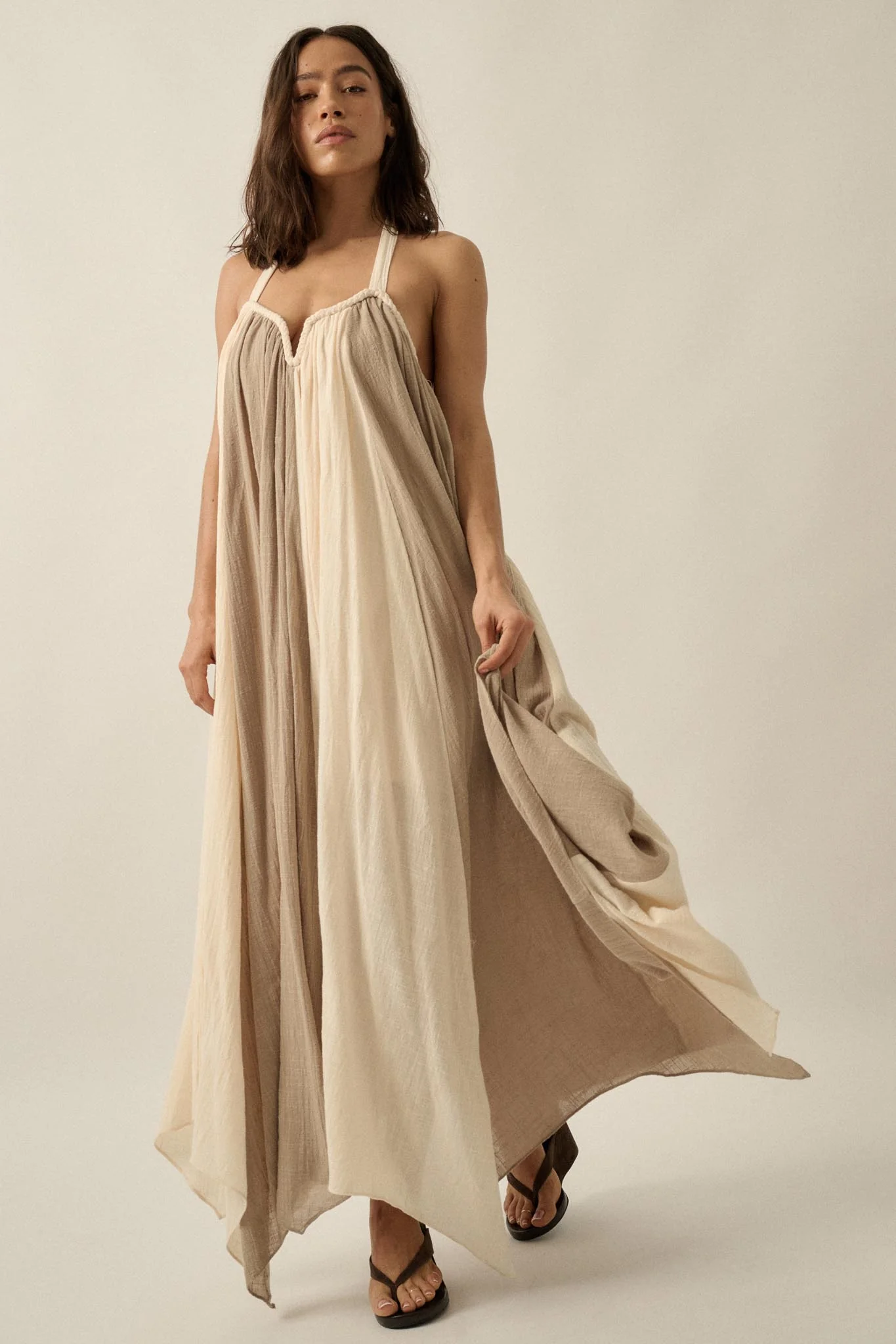 Let It Flow Colorblock Gauze Halter Maxi Dress - Image 4