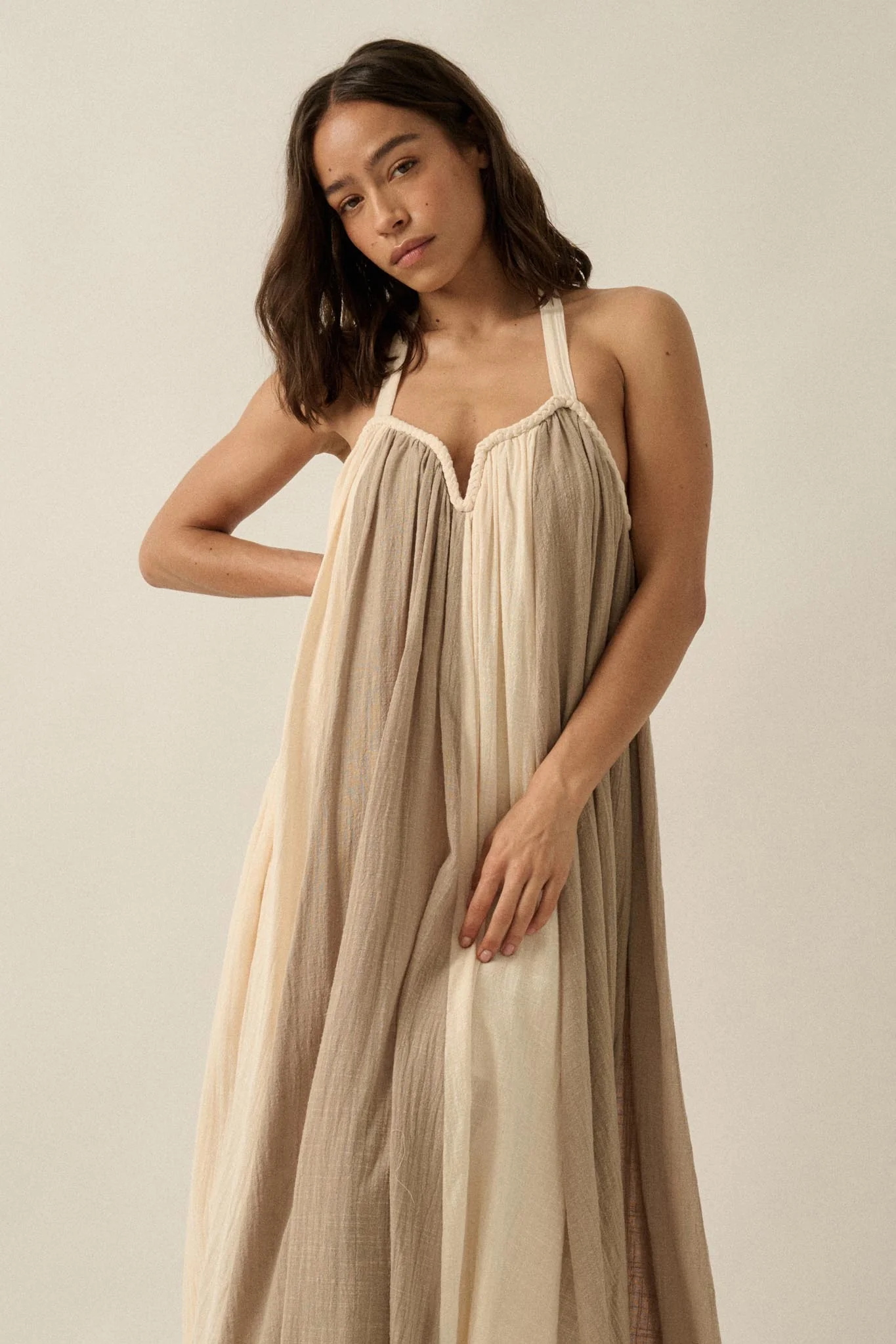 Let It Flow Colorblock Gauze Halter Maxi Dress - Image 5