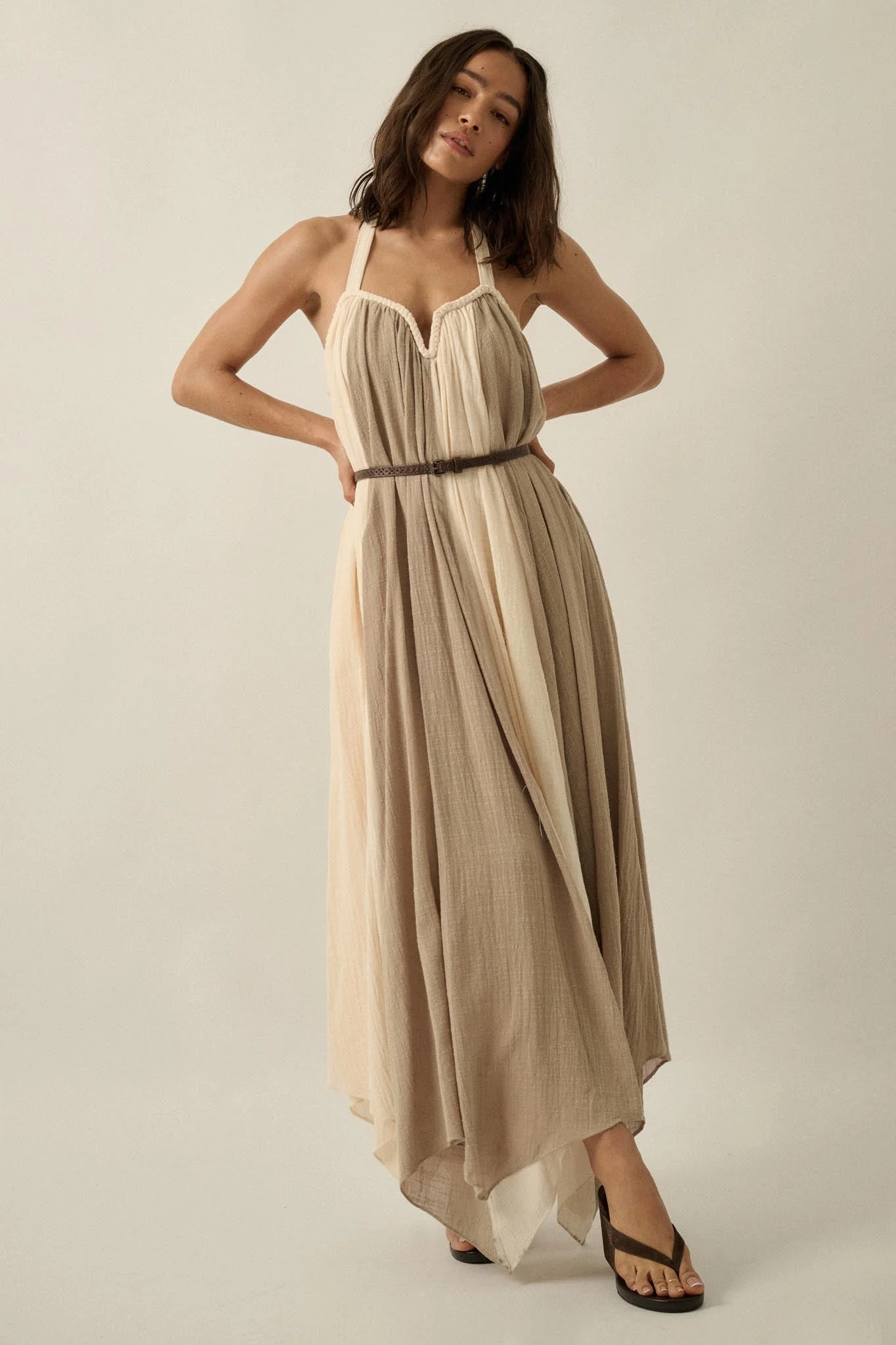 Let It Flow Colorblock Gauze Halter Maxi Dress - Image 6