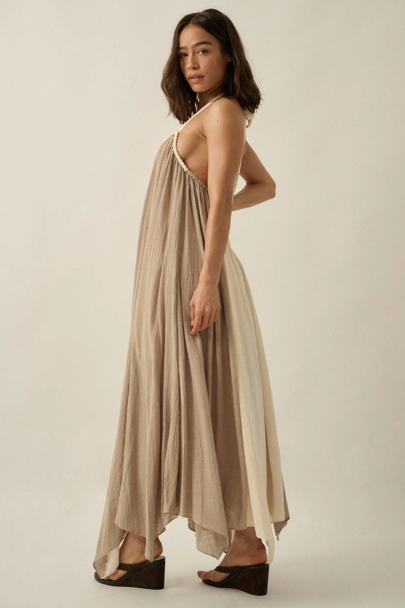 Let It Flow Colorblock Gauze Halter Maxi Dress - Image 8