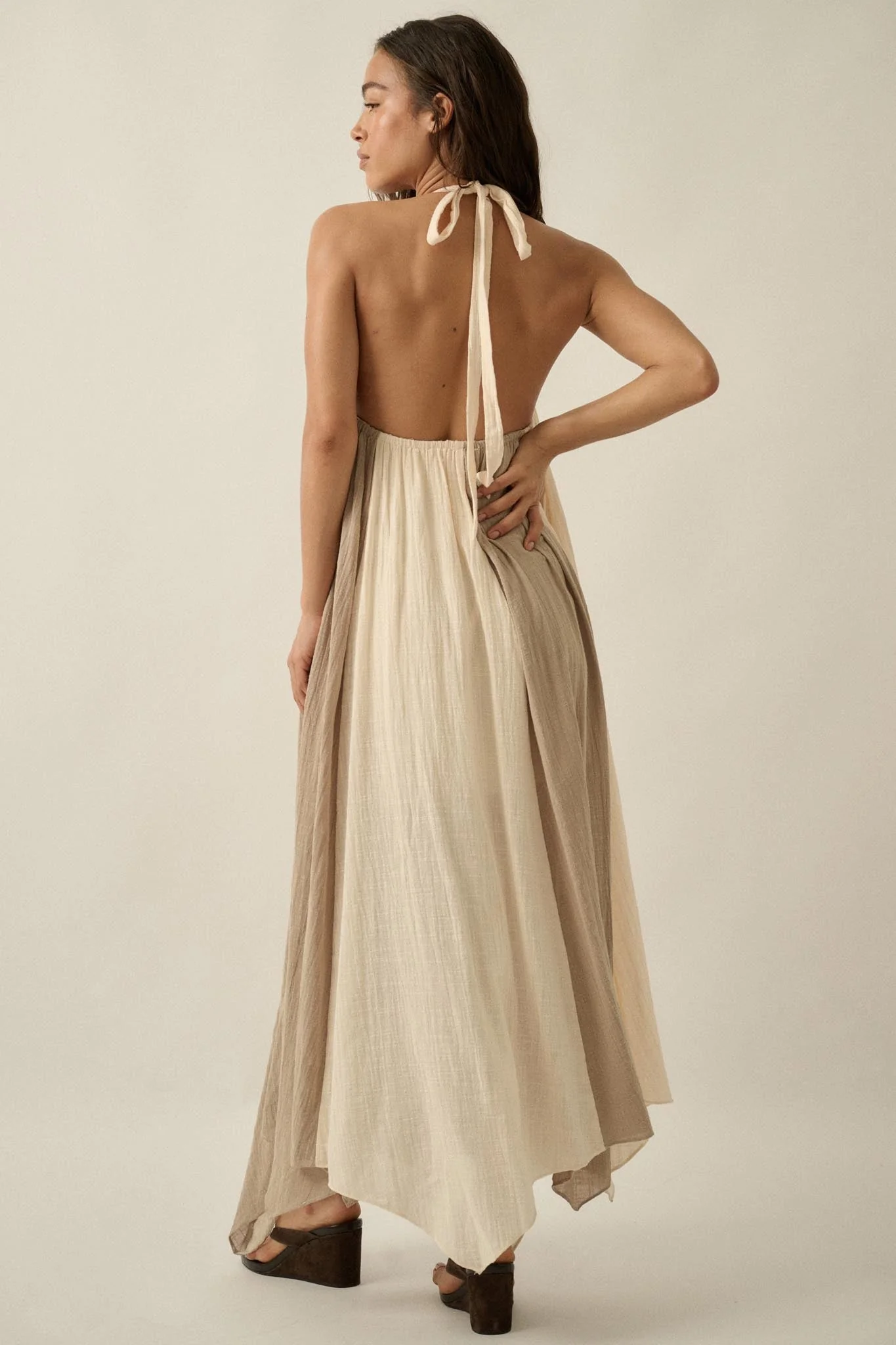 Let It Flow Colorblock Gauze Halter Maxi Dress - Image 9
