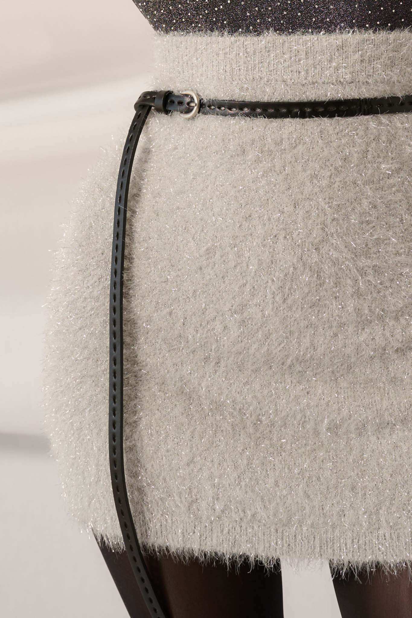 Let It Snow Metallic Fuzzy Knit Mini Skirt - Image 4