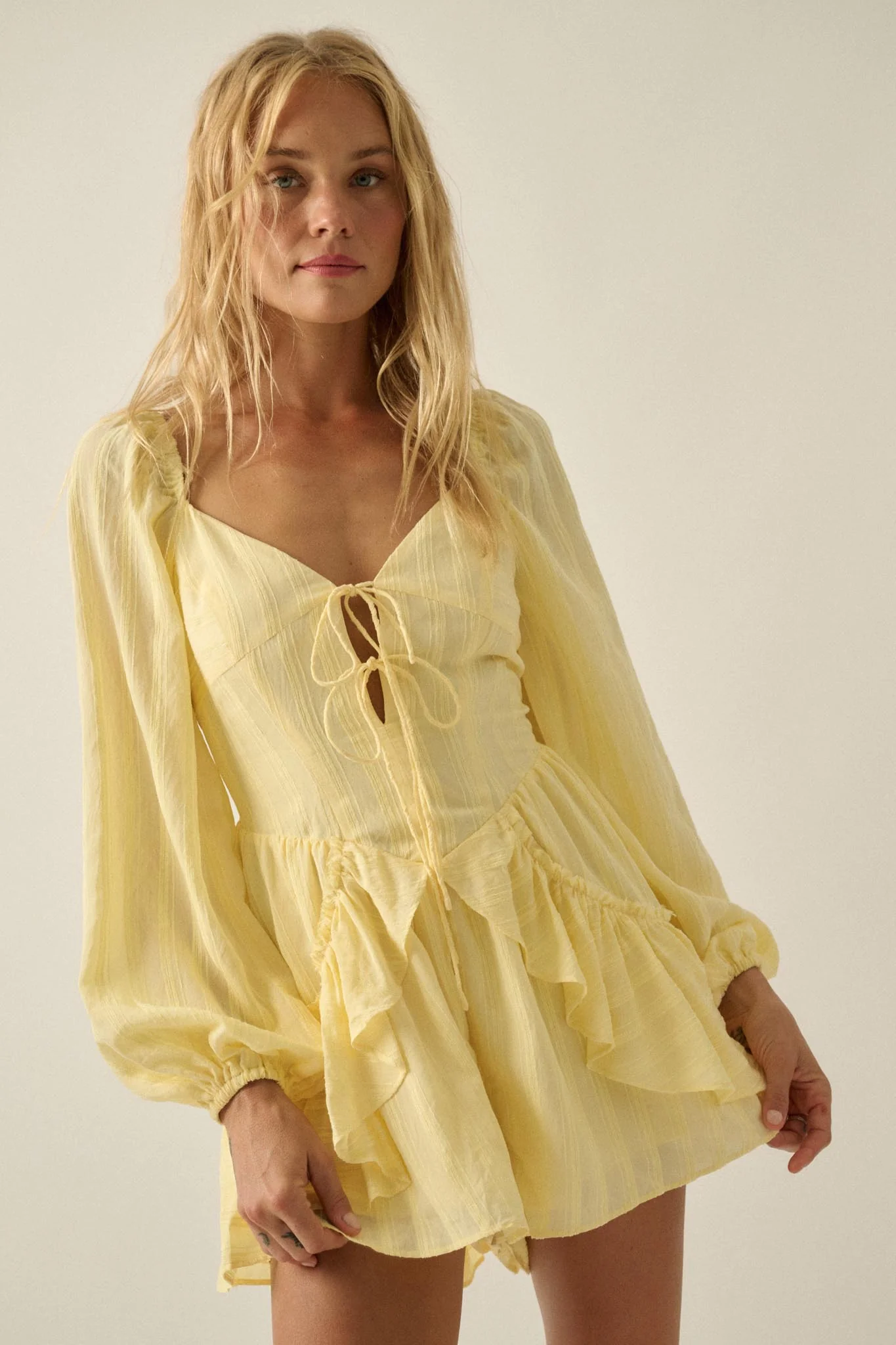 Life Is Sweet Striped Ruffle Tie-Front Romper - Image 16