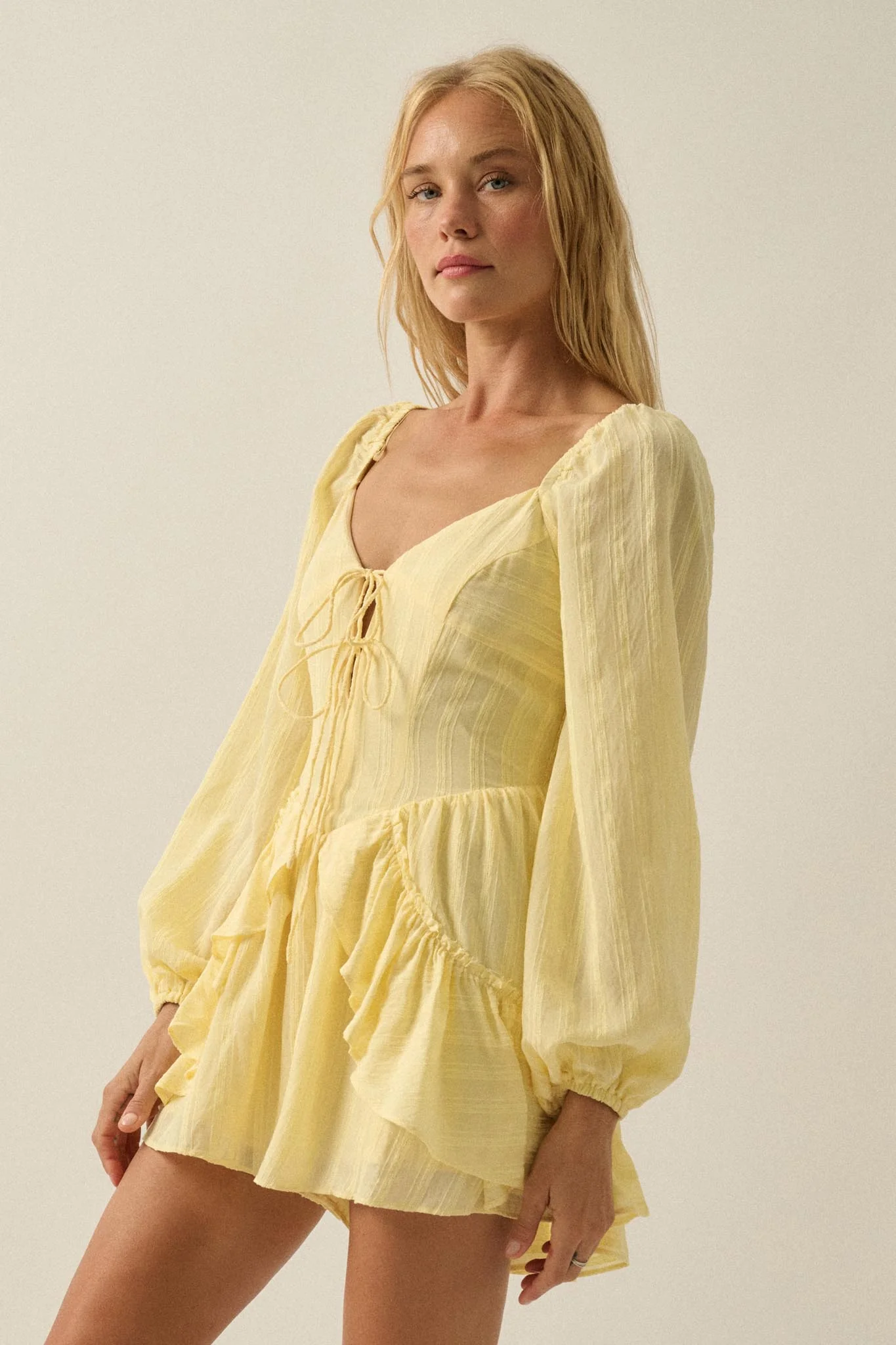 Life Is Sweet Striped Ruffle Tie-Front Romper - Image 17