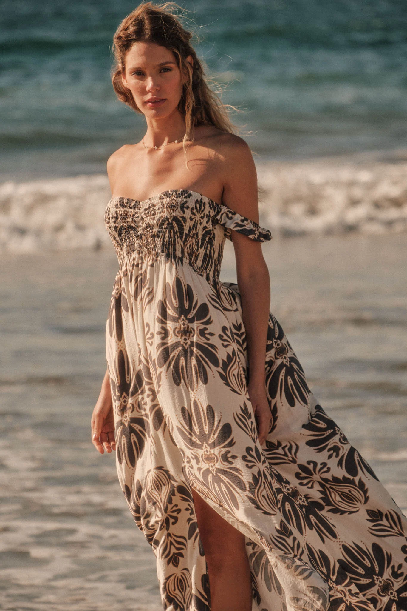 Life of Luxury Ornate-Print Off-Shoulder Maxi Dress - Image 3